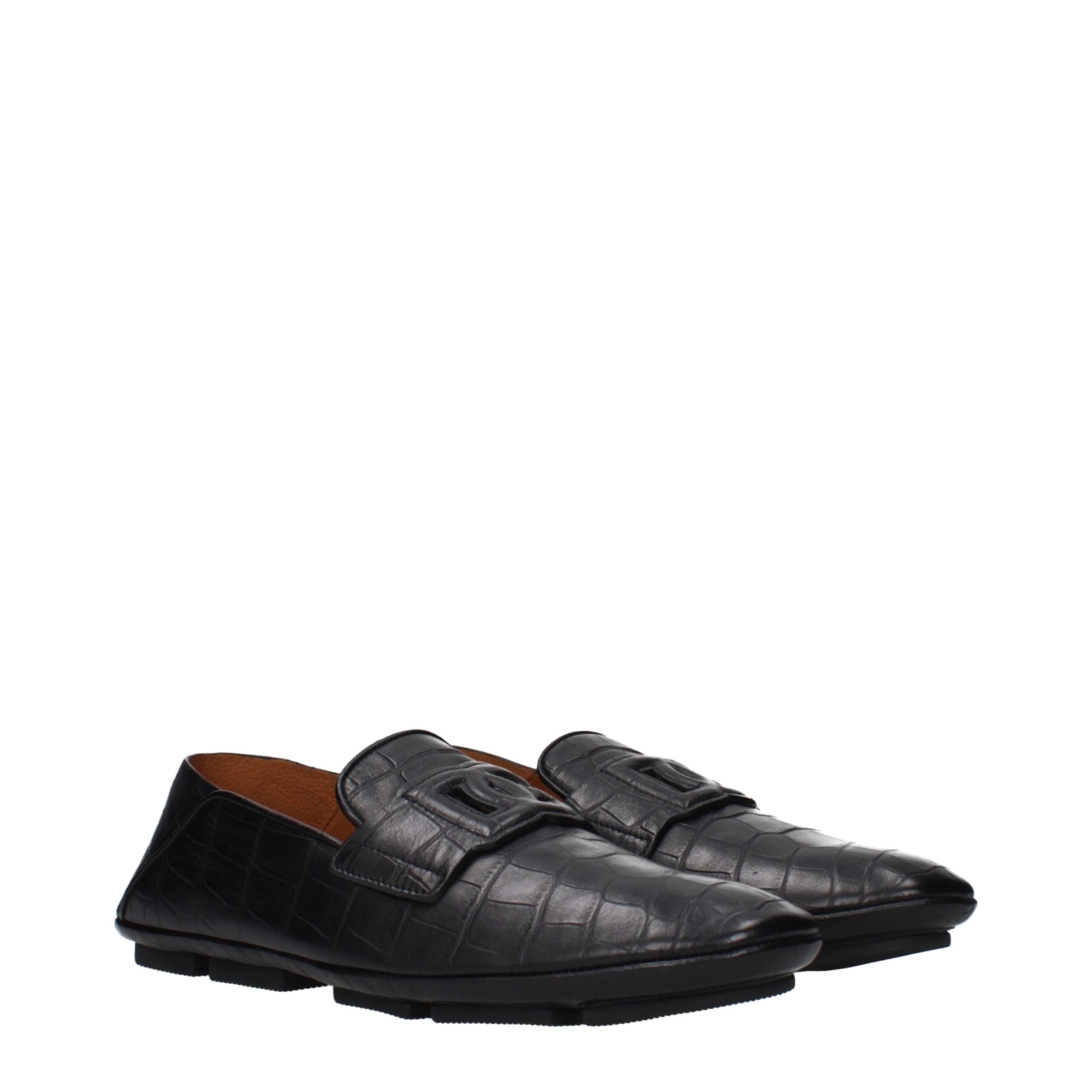Dolce & Gabbana Zwarte Leren Instapschoenen