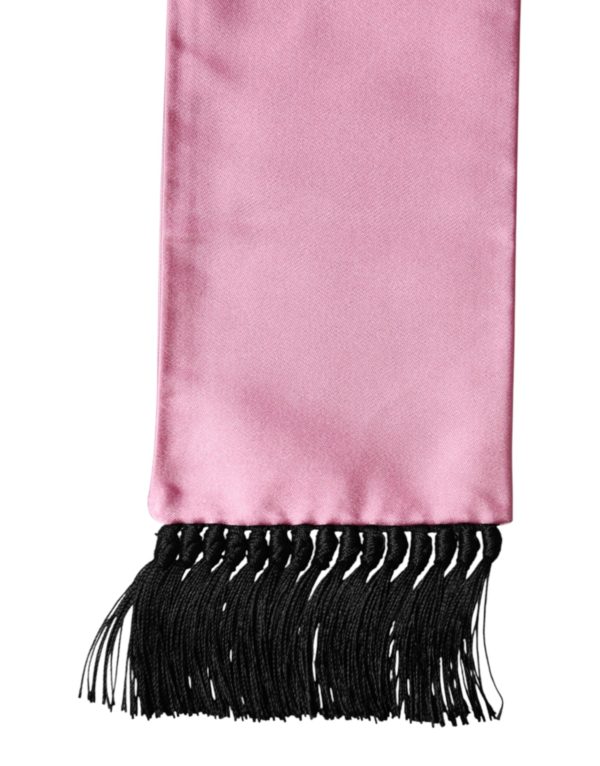 Dolce & Gabbana Rosa Seide Fransen Halswickel Foulard Schal