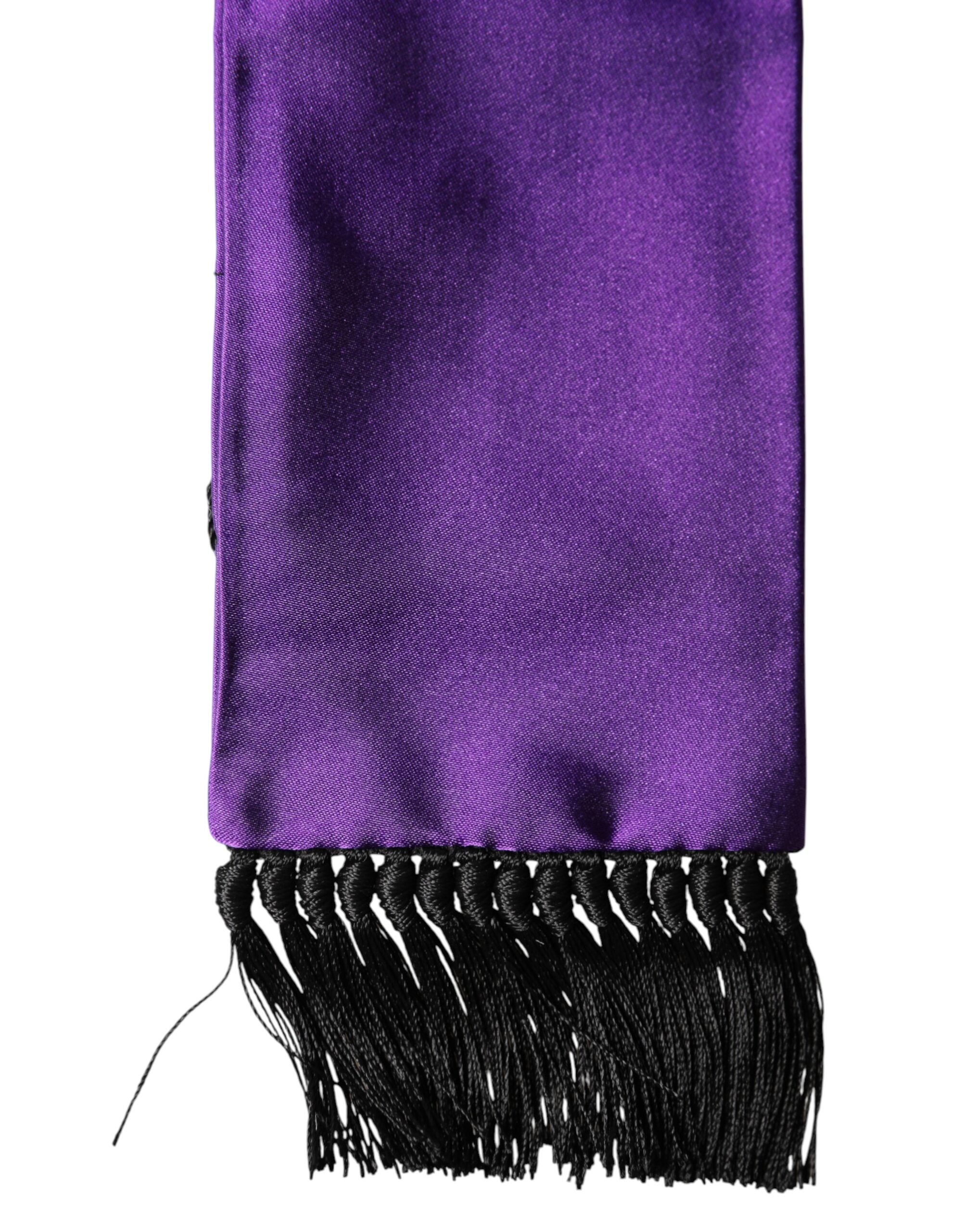 Dolce & Gabbana Violettes Seiden-Foulard mit Fransen