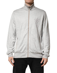 Dolce & Gabbana Light Gray Cotton Zipped Cardigan Sweater