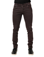 Daniele Alessandrini Braune Baumwoll-Mid-Waist Skinny Herren-Jeans