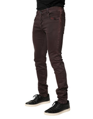 Daniele Alessandrini Braune Baumwoll-Mid-Waist Skinny Herren-Jeans