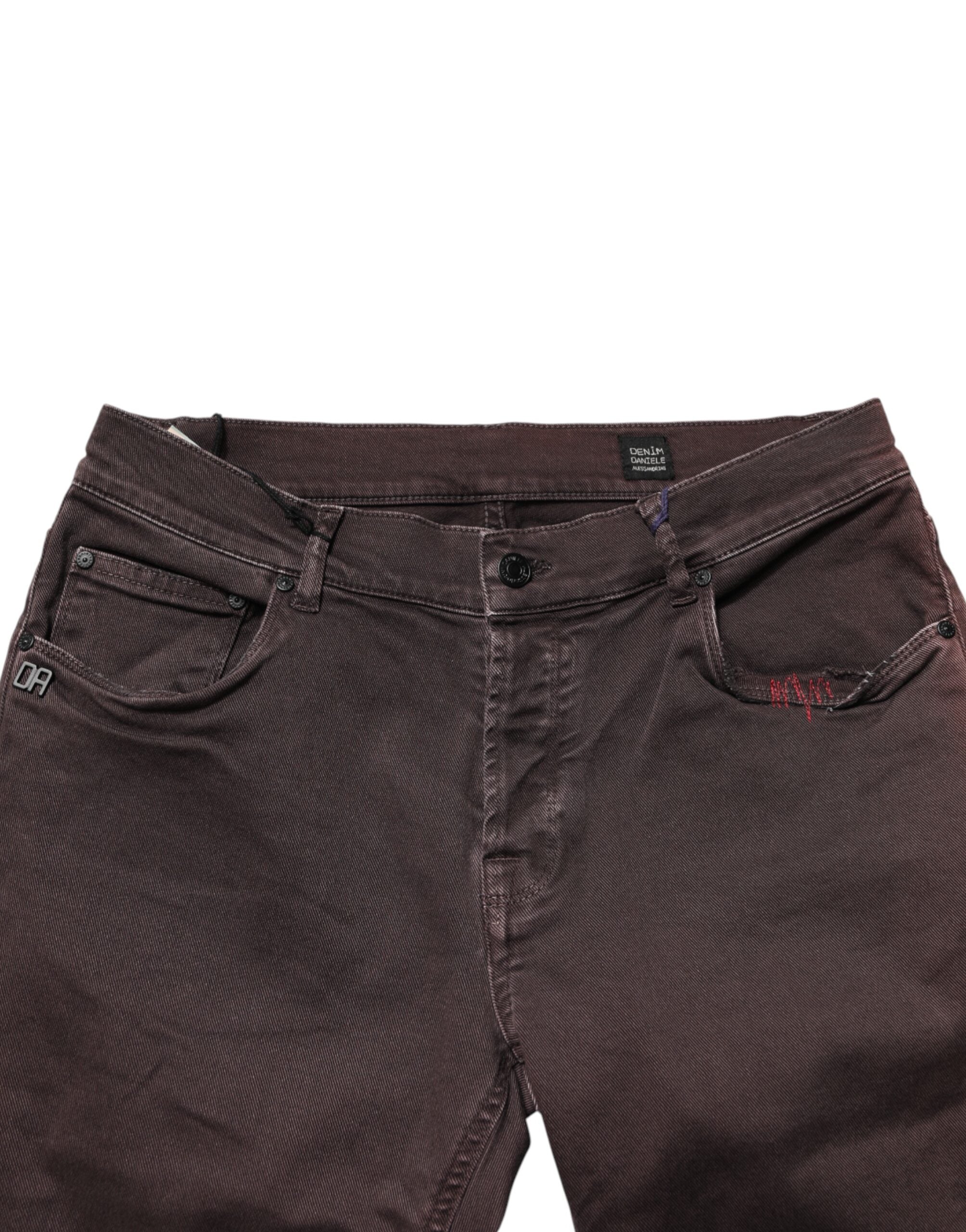 Daniele Alessandrini Braune Baumwoll-Mid-Waist Skinny Herren-Jeans