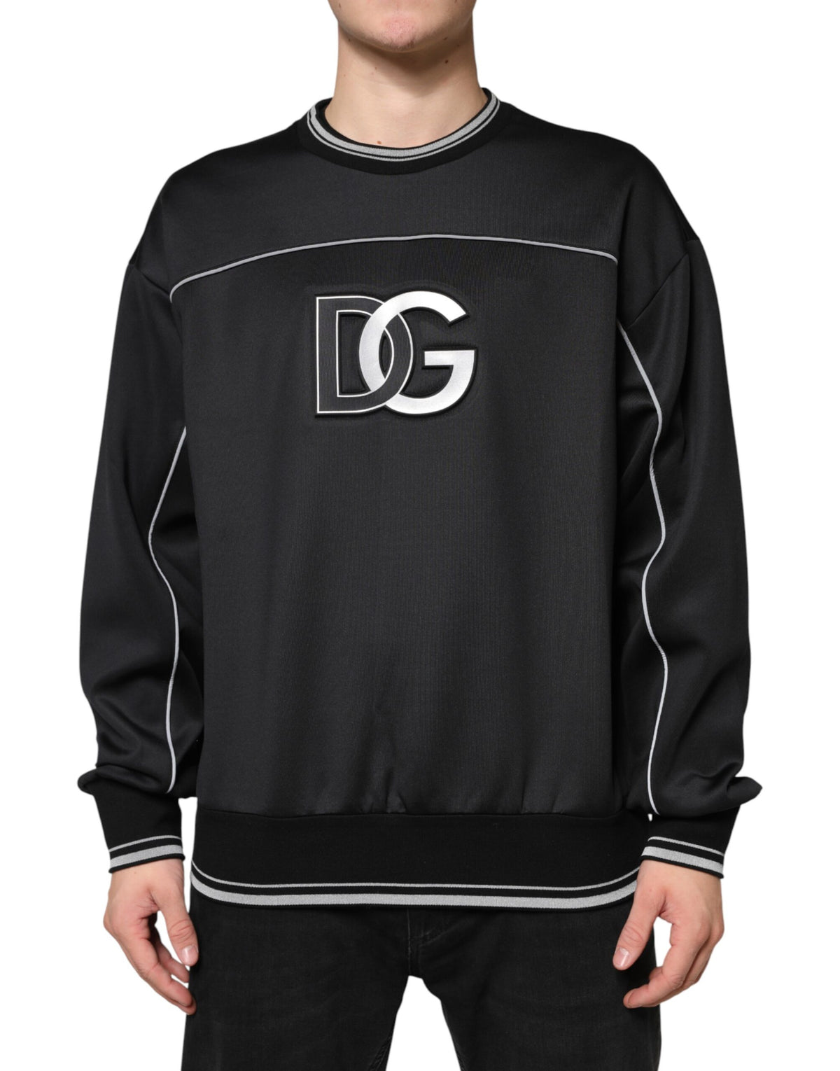 Dolce & Gabbana Schwarzes DG Logo Rundhals-Sweatshirt