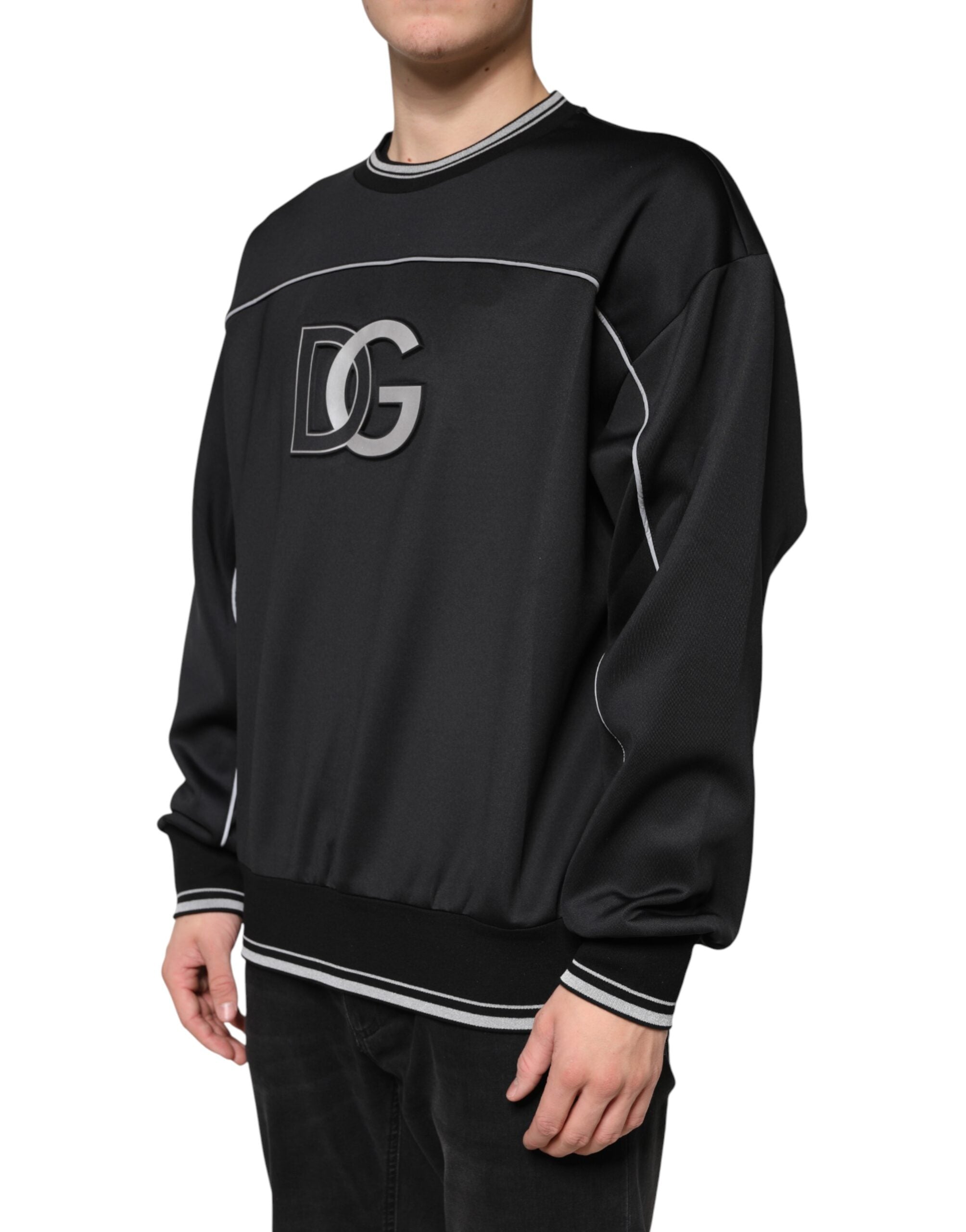 Dolce & Gabbana Schwarzes DG Logo Rundhals-Sweatshirt