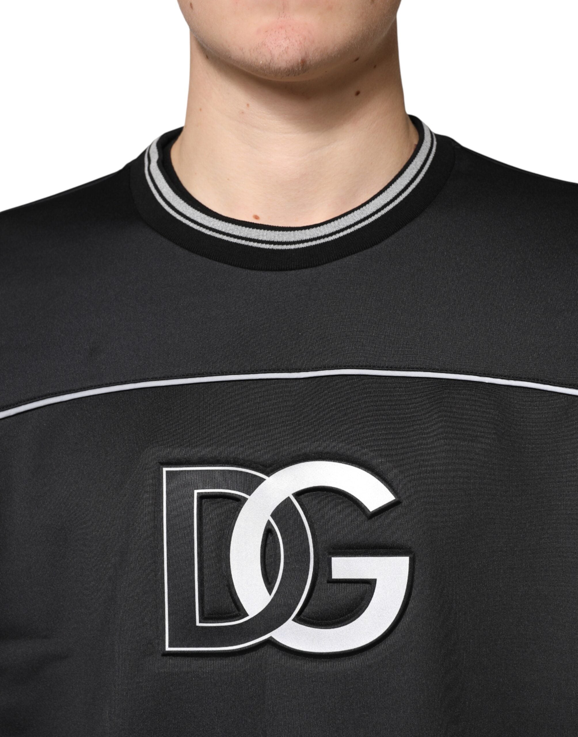 Dolce & Gabbana Schwarzes DG Logo Rundhals-Sweatshirt