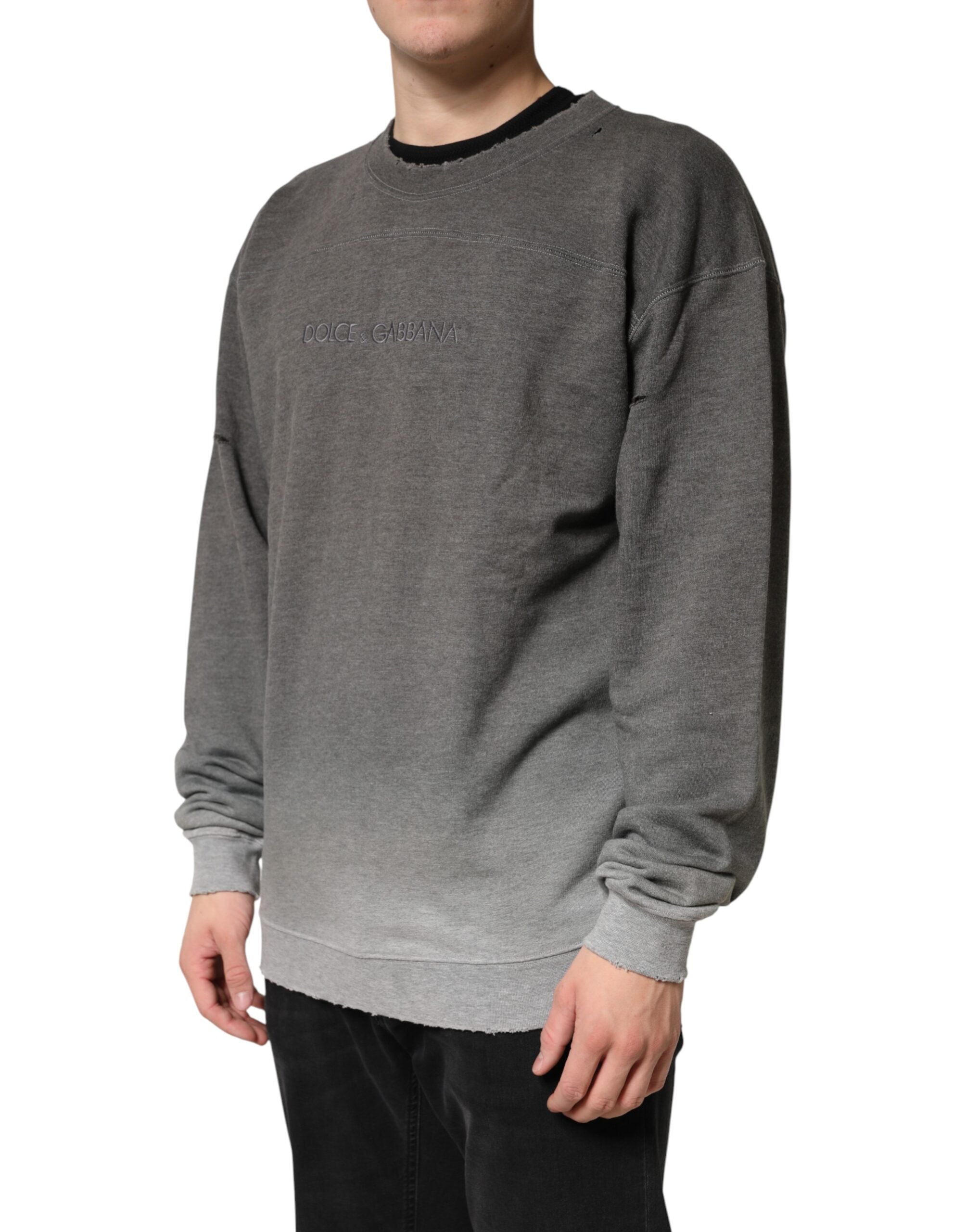 Dolce & Gabbana Grauer Baumwoll-Rundhals-Herren-Sweatshirt