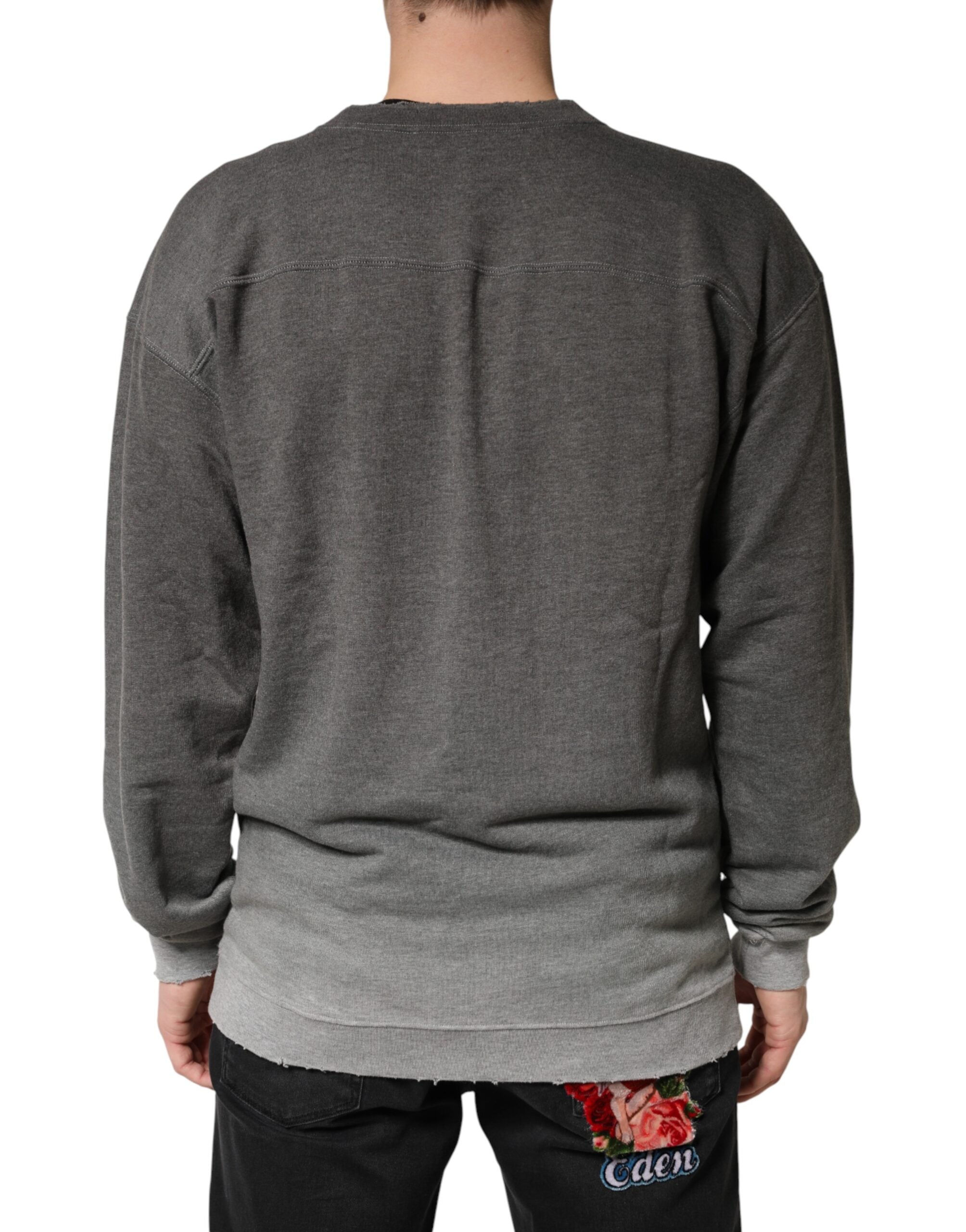 Dolce & Gabbana Grauer Baumwoll-Rundhals-Herren-Sweatshirt
