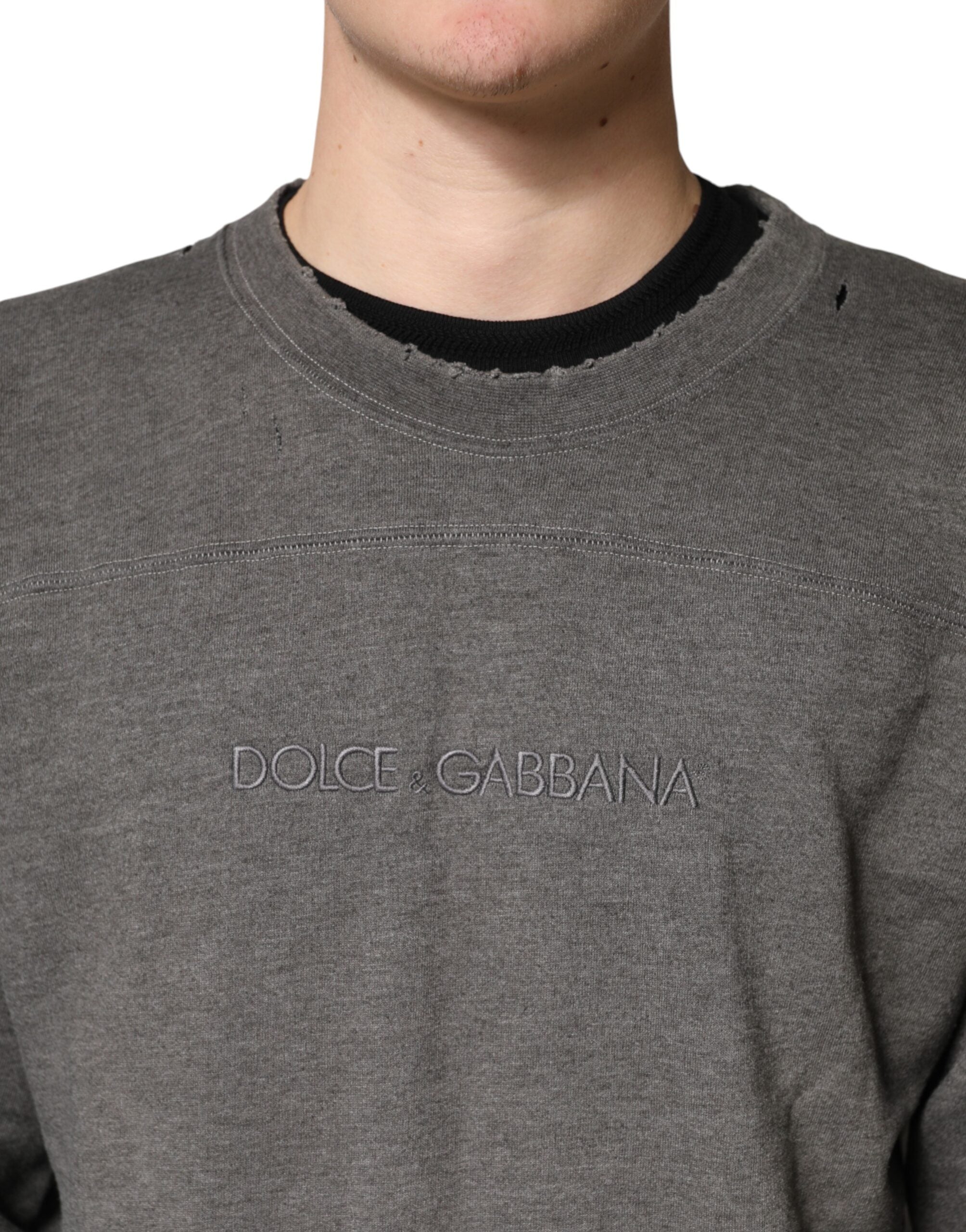 Dolce & Gabbana Grauer Baumwoll-Rundhals-Herren-Sweatshirt
