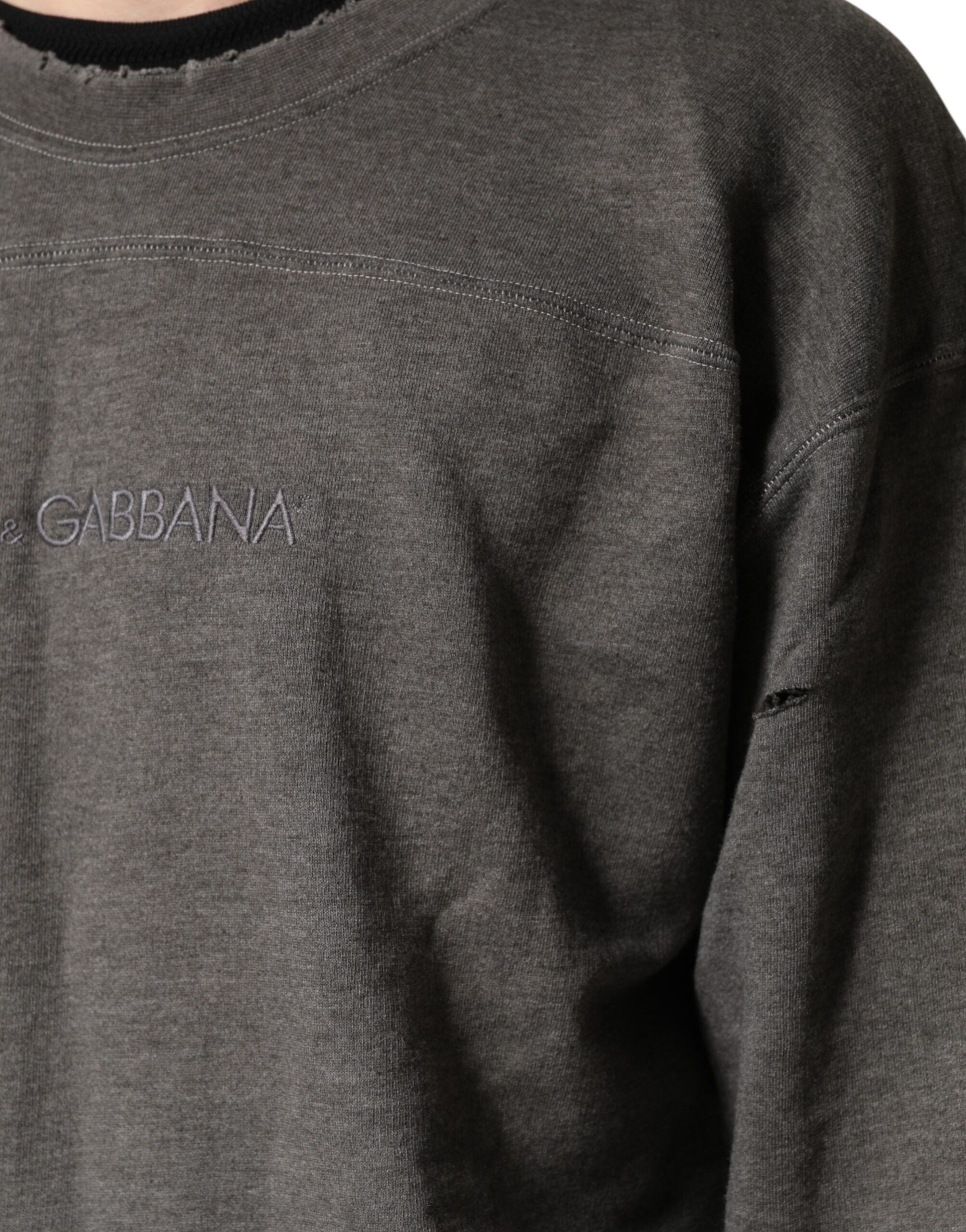 Dolce & Gabbana Grauer Baumwoll-Rundhals-Herren-Sweatshirt