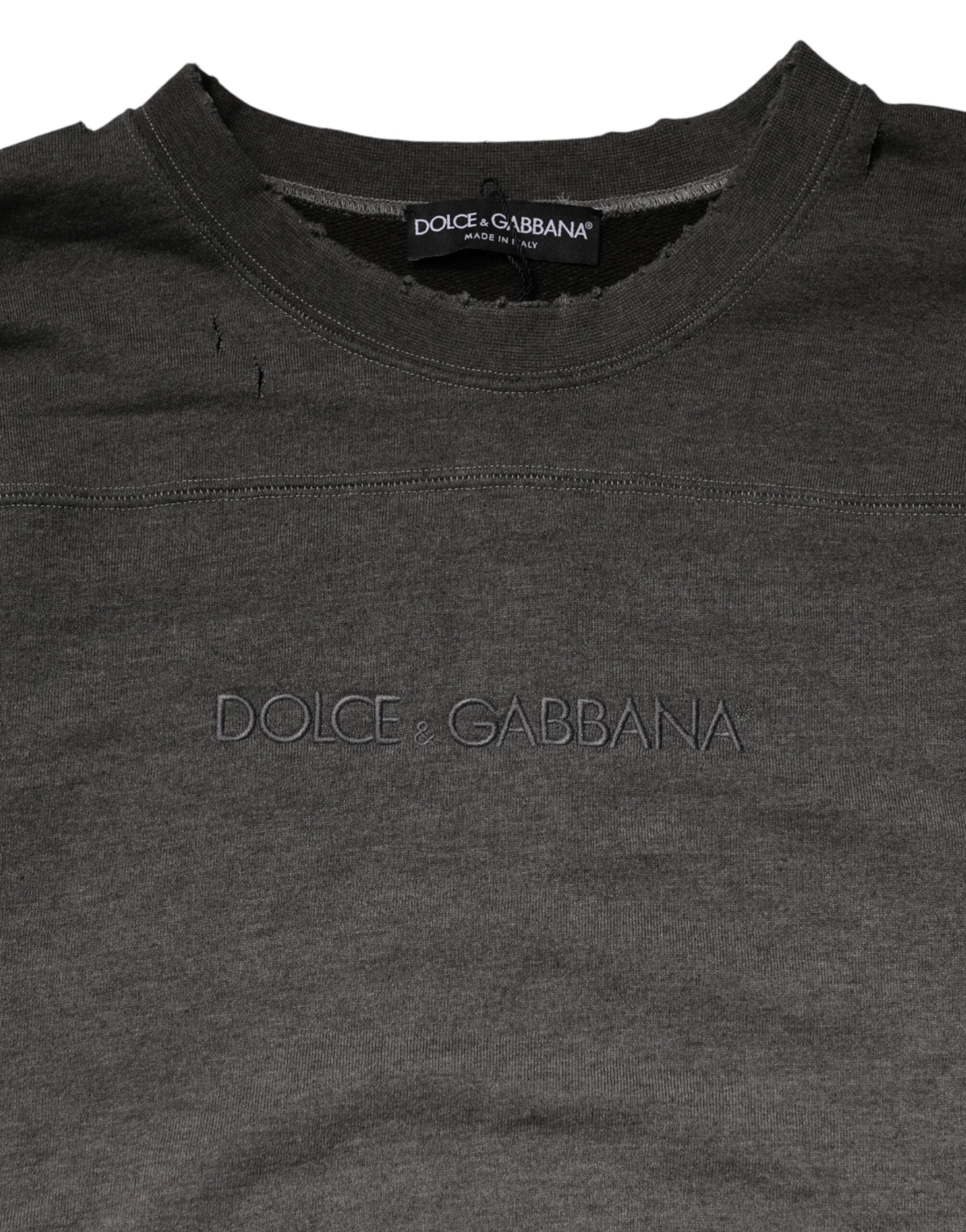 Dolce & Gabbana Grauer Baumwoll-Rundhals-Herren-Sweatshirt