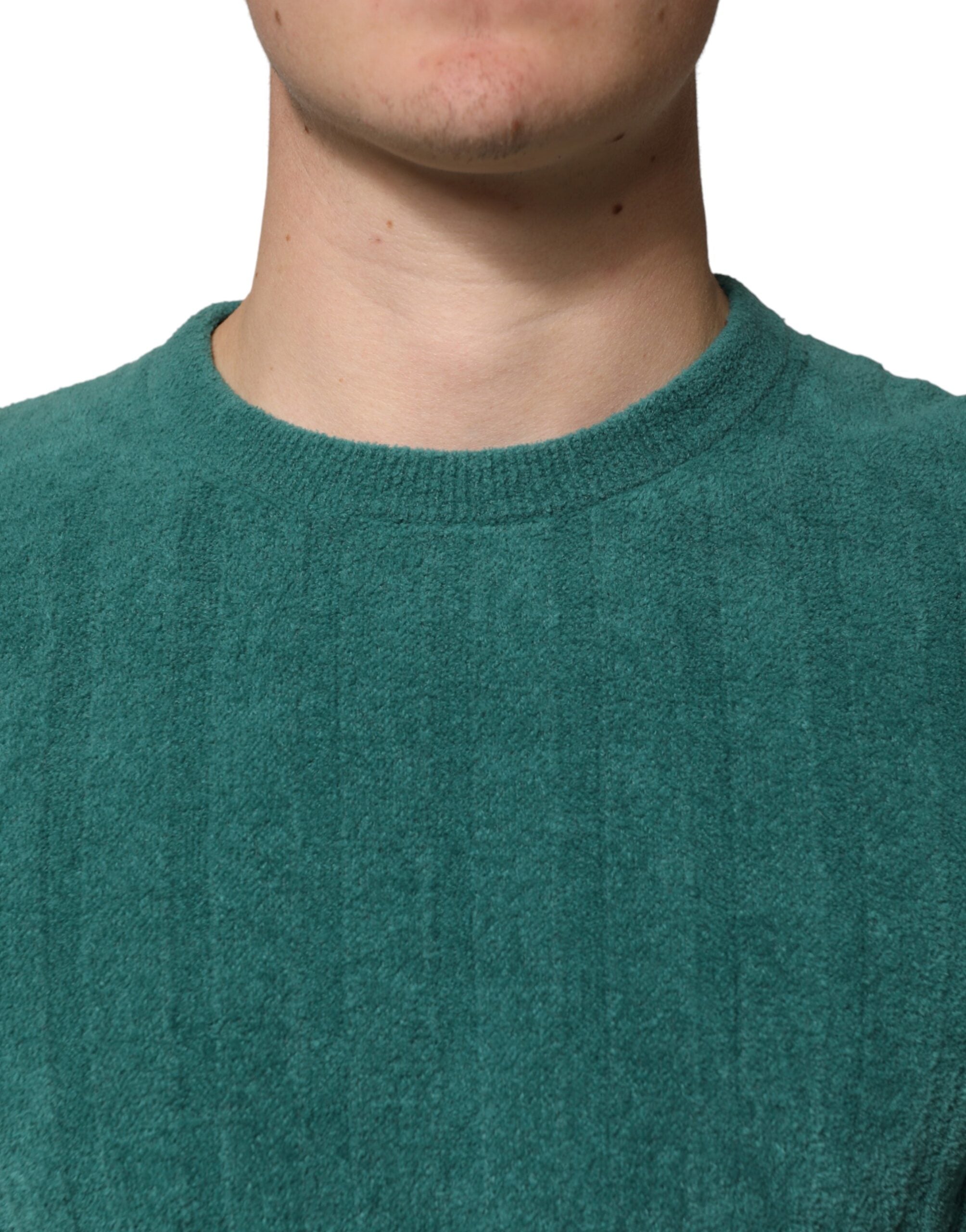 Dolce & Gabbana Dunkelgrünes Baumwollmischgewebe Herren Rundhals-T-Shirt