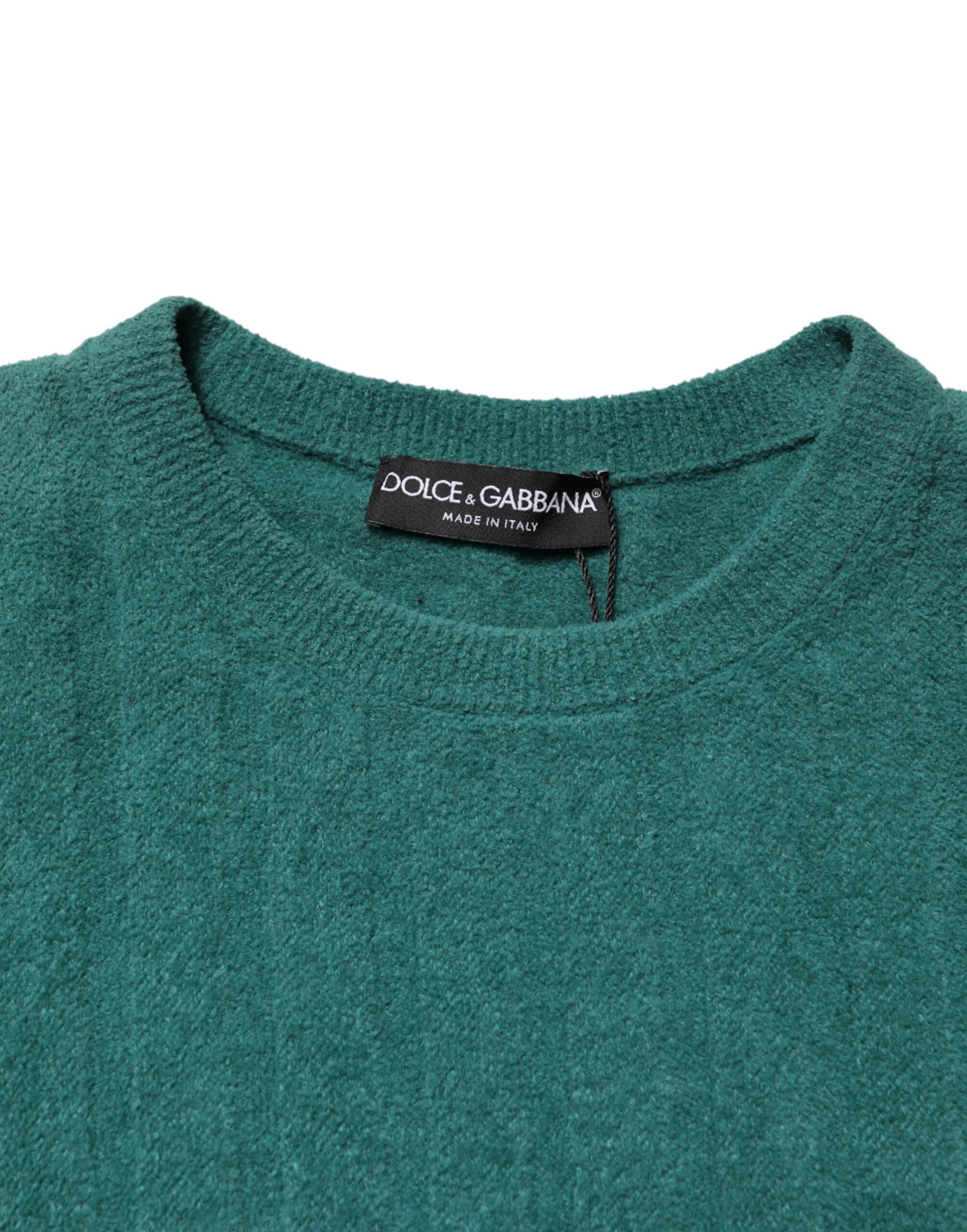 Dolce & Gabbana Dunkelgrünes Baumwollmischgewebe Herren Rundhals-T-Shirt