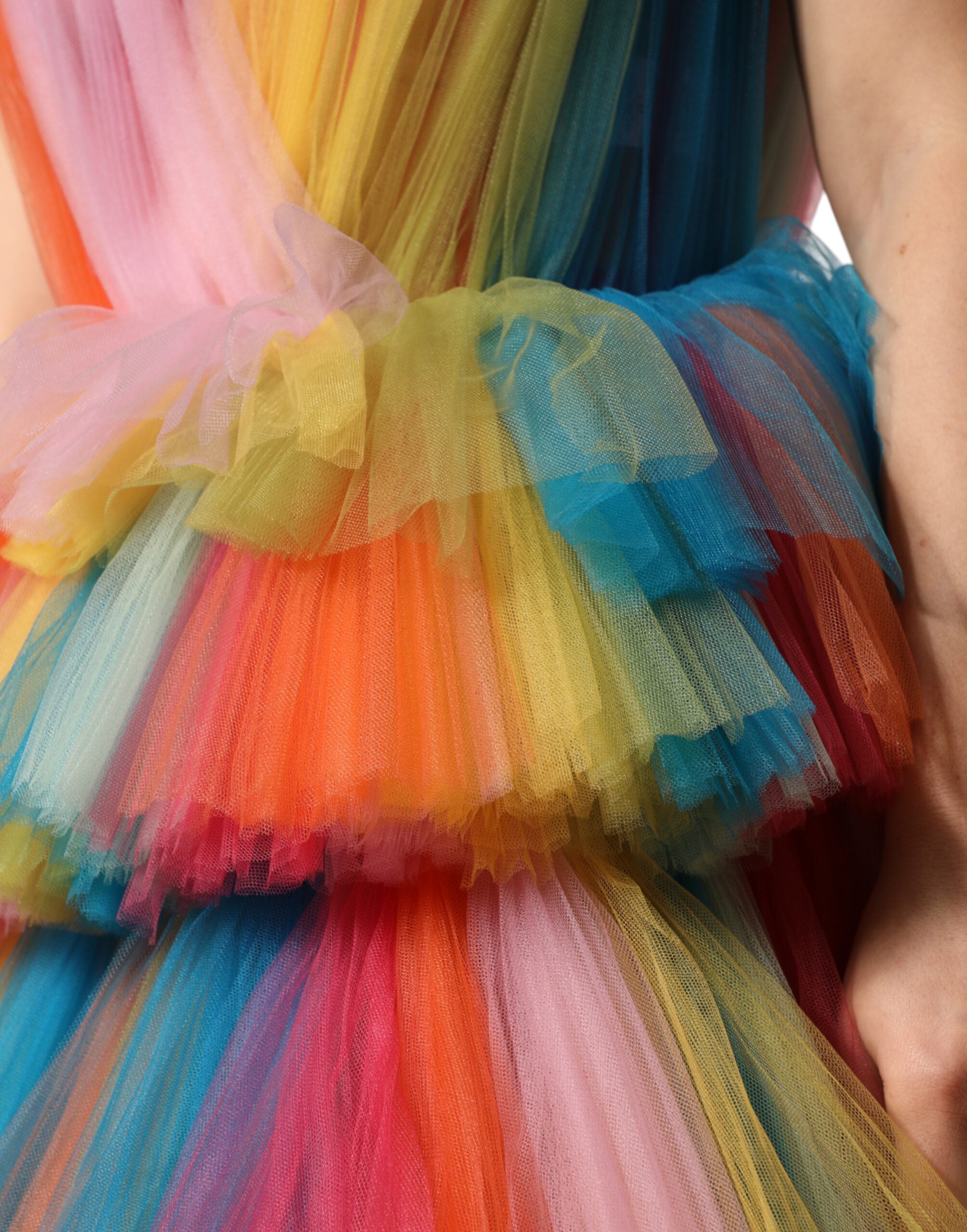 Dolce & Gabbana Mehrfarbiges Nylon-Tüll-Stufen-Midikleid