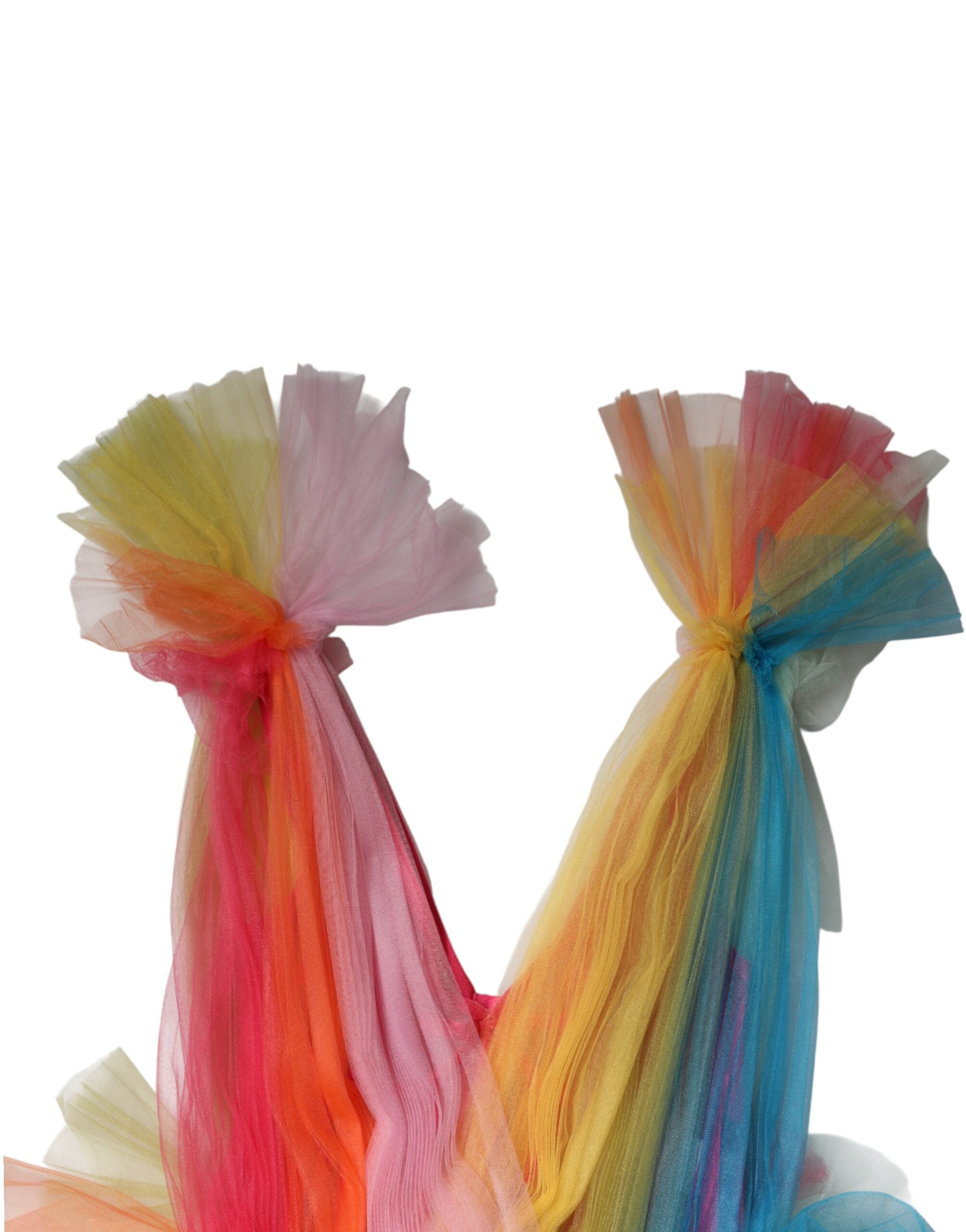 Dolce & Gabbana Mehrfarbiges Nylon-Tüll-Stufen-Midikleid