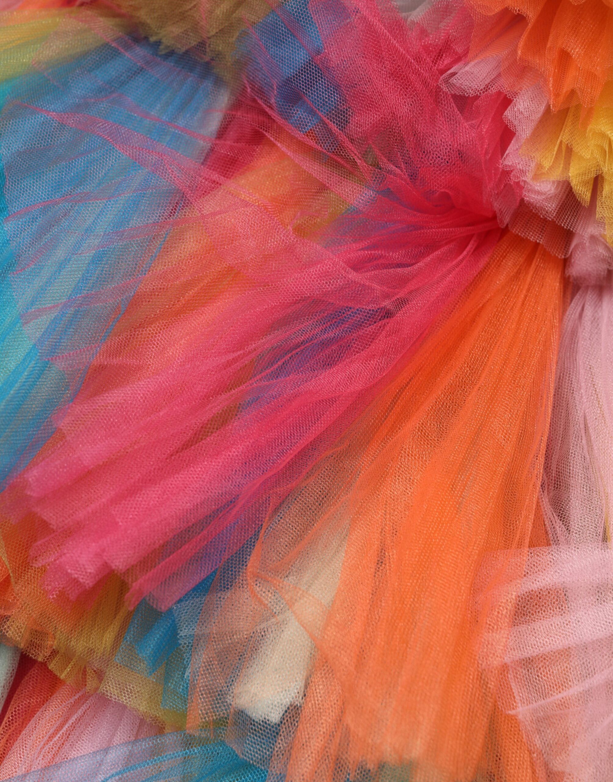 Dolce & Gabbana Mehrfarbiges Nylon-Tüll-Stufen-Midikleid