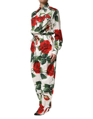 Dolce & Gabbana Jumpsuit-Kleid aus Baumwolle mit weißem Blumenmuster