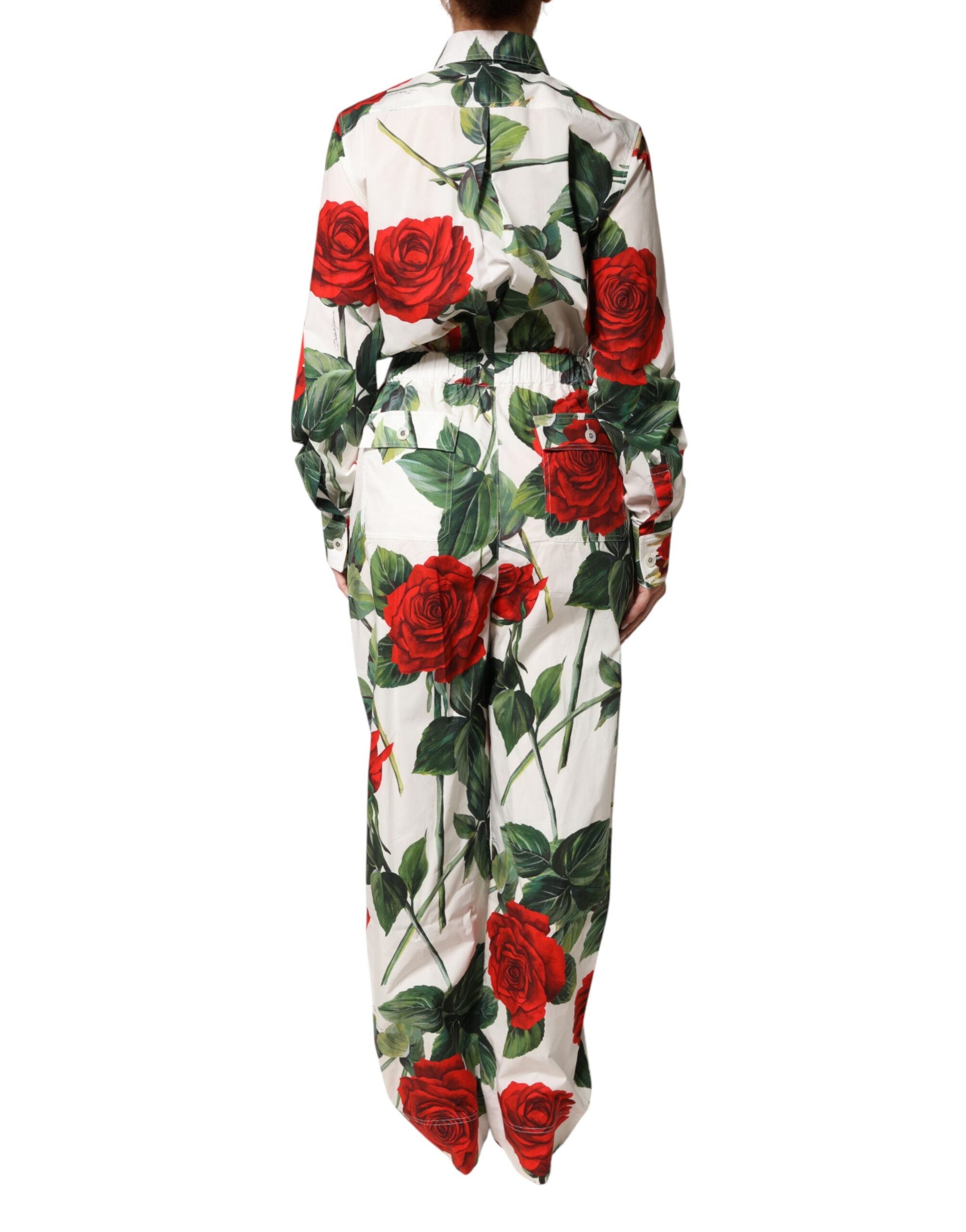 Dolce & Gabbana Jumpsuit-Kleid aus Baumwolle mit weißem Blumenmuster