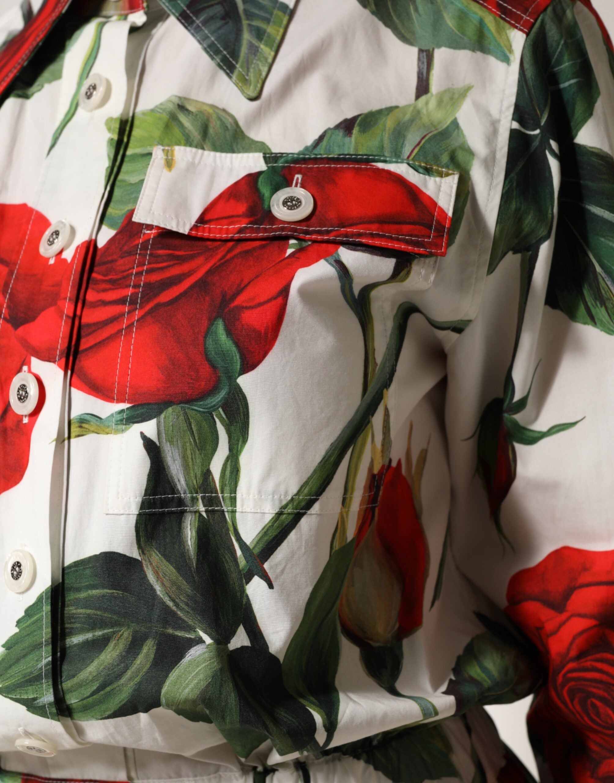 Dolce & Gabbana Jumpsuit-Kleid aus Baumwolle mit weißem Blumenmuster