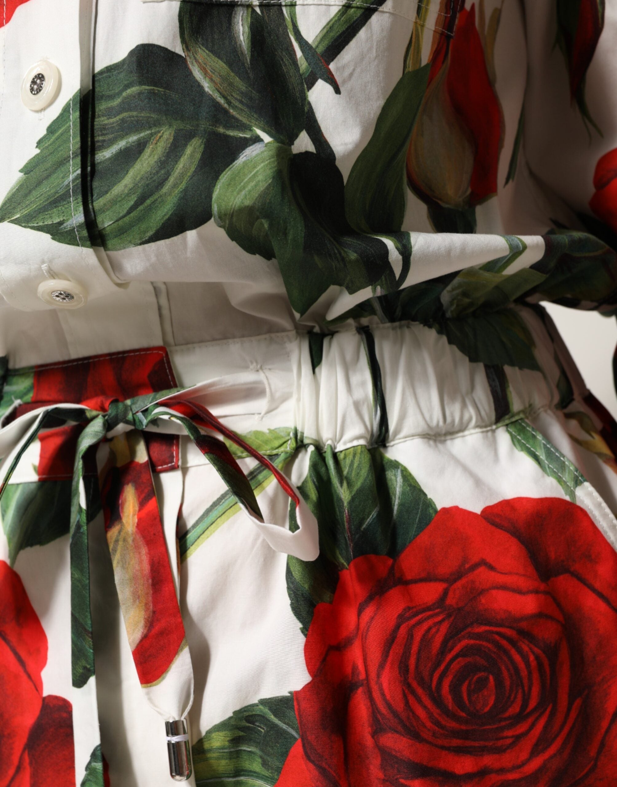 Dolce & Gabbana Jumpsuit-Kleid aus Baumwolle mit weißem Blumenmuster
