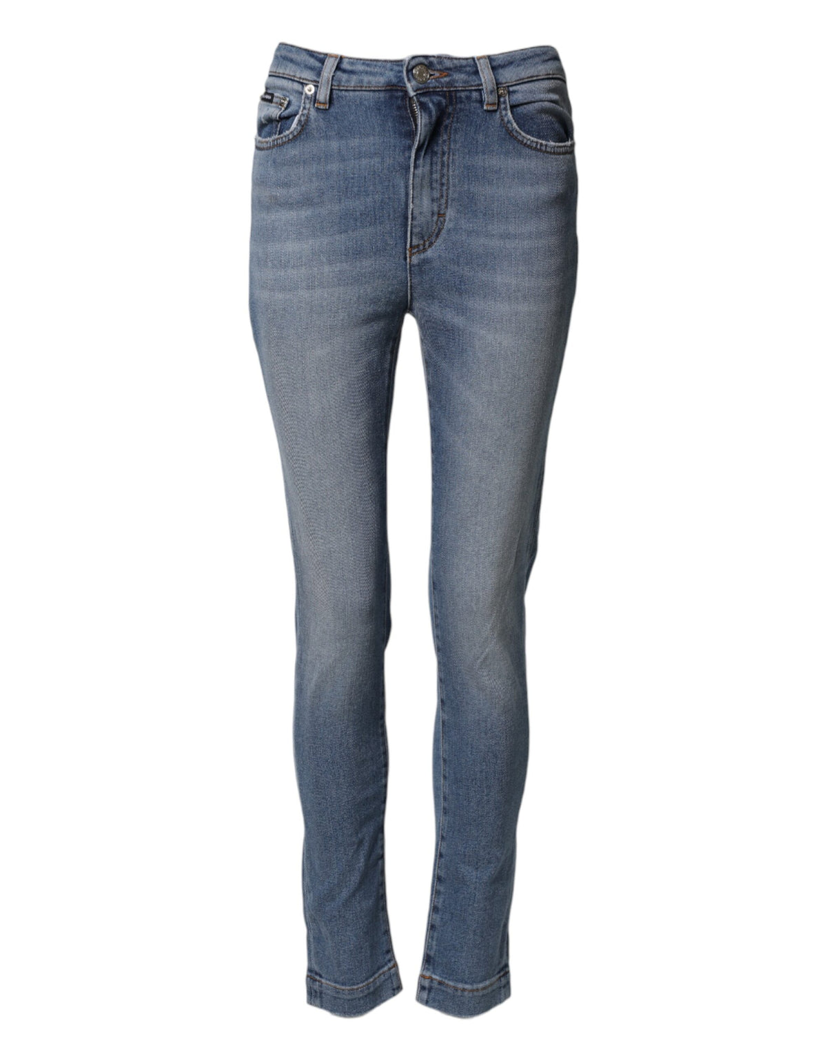 Dolce & Gabbana Blaue Jeanshose aus gewaschenem Baumwoll-Denim (Skinny Fit)
