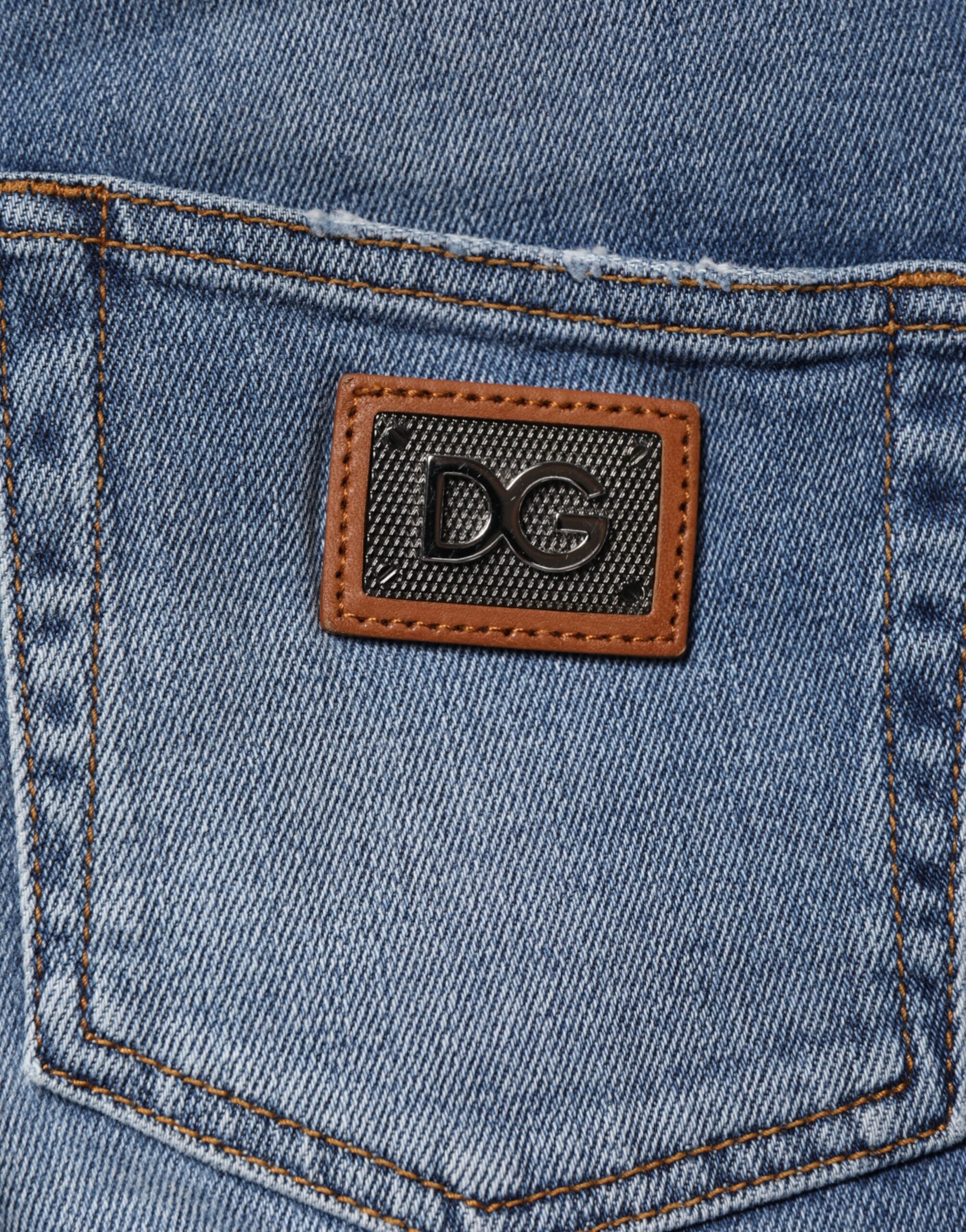 Dolce & Gabbana Blaue Jeanshose aus gewaschenem Baumwoll-Denim (Skinny Fit)
