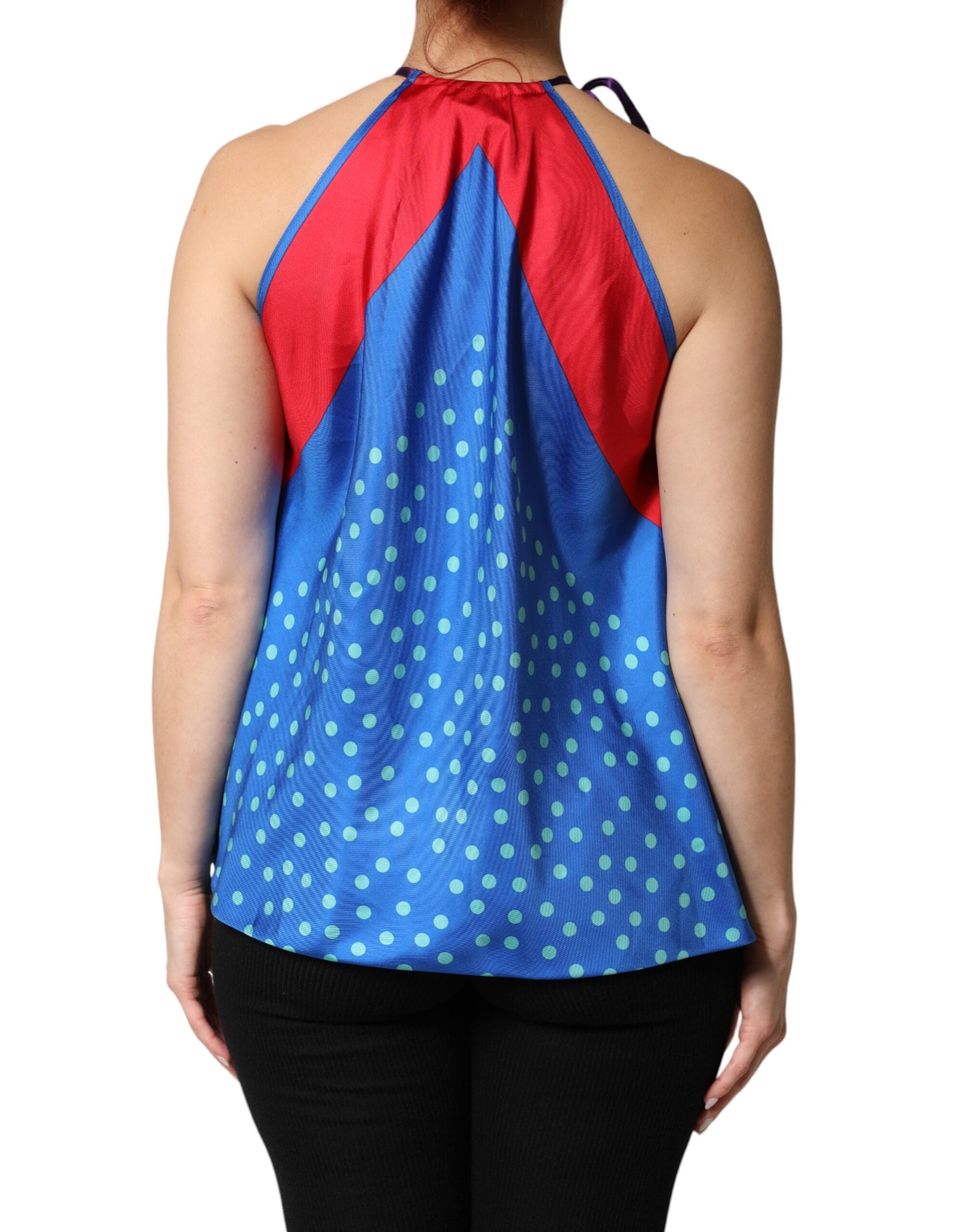 Dolce & Gabbana Multikleurige Polkadot Strik Halter Blouse Top