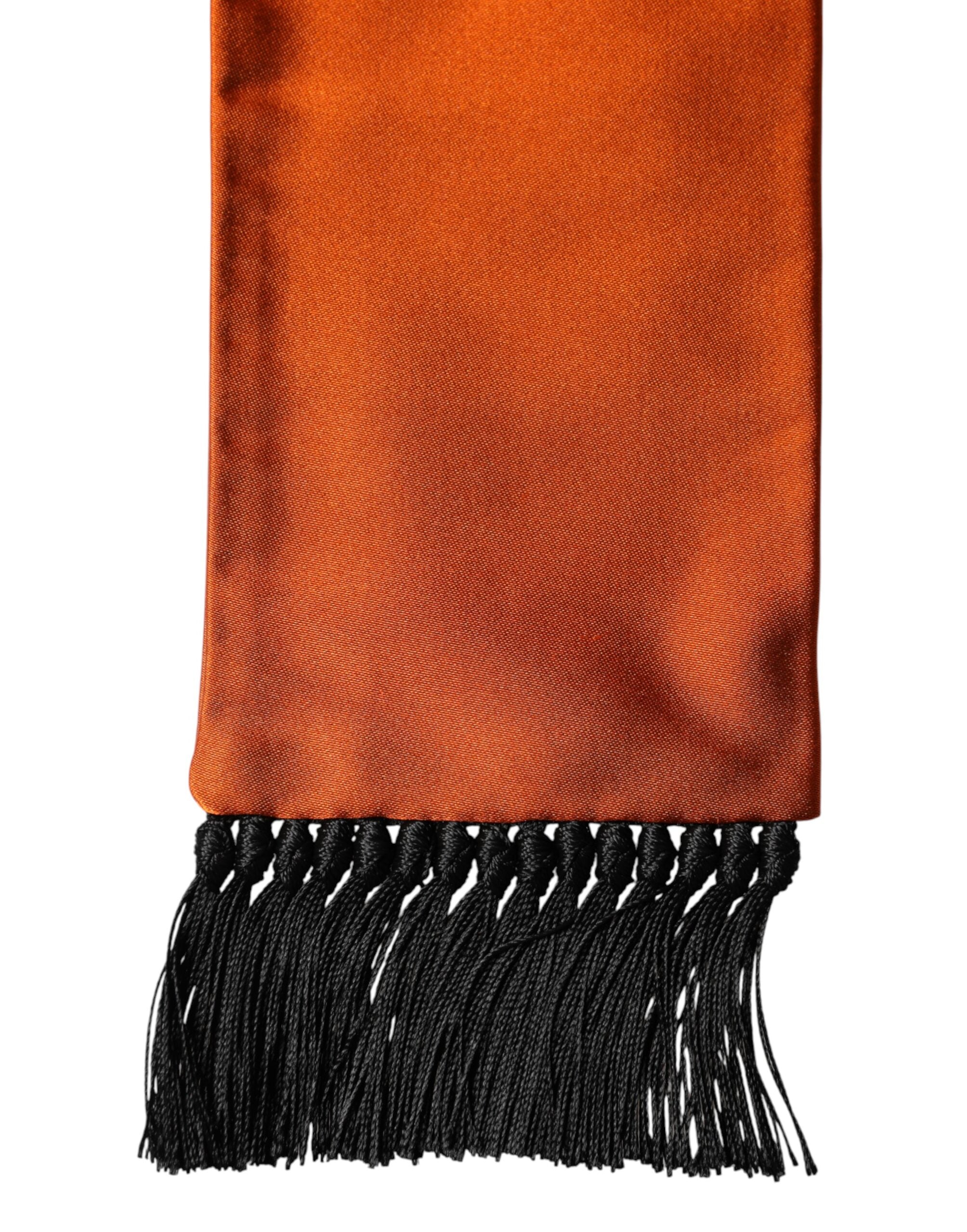 Dolce & Gabbana orangefarbener Seidenschal mit Fransen