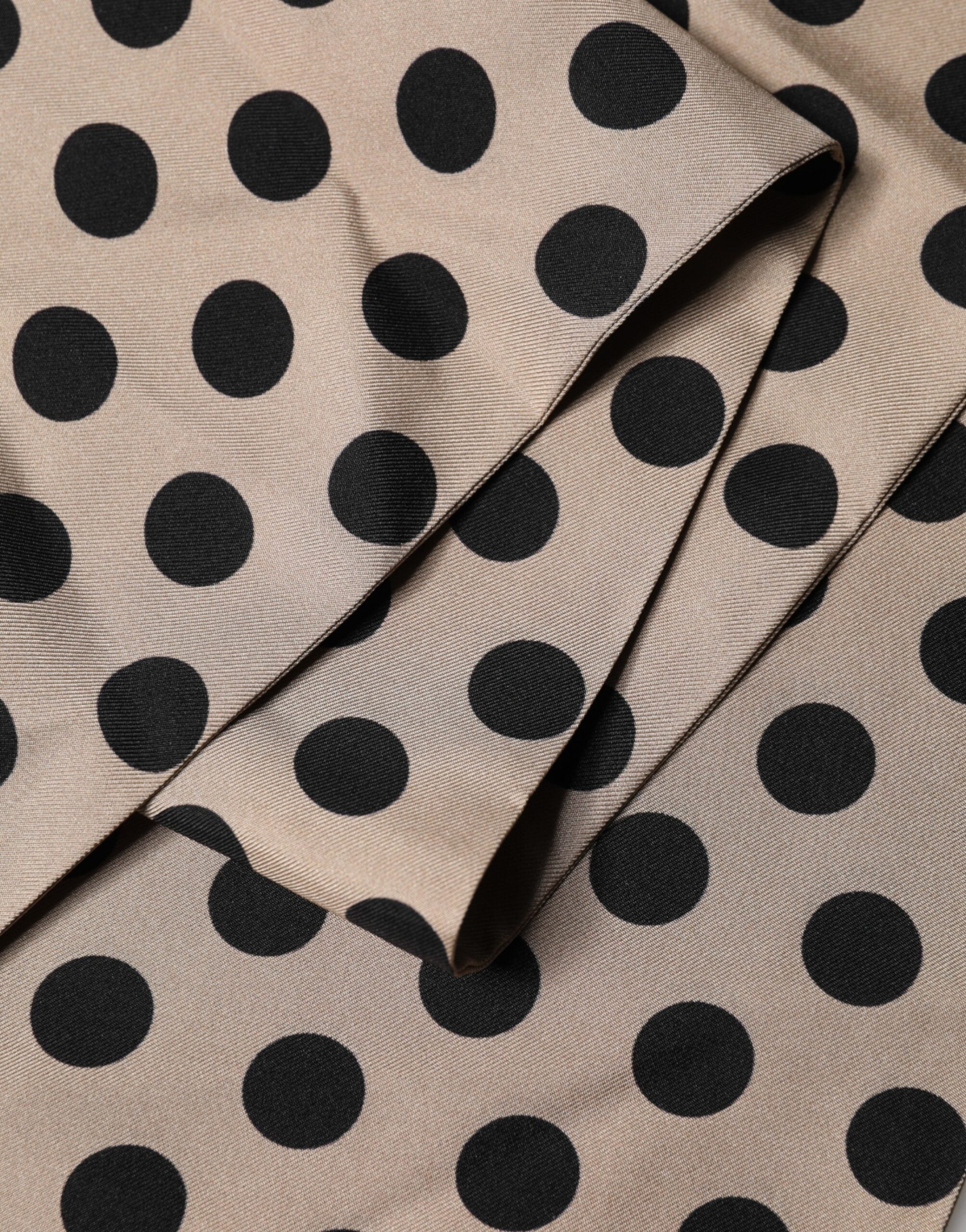 Dolce & Gabbana Brauner Seidenschal mit Polka Dots und Fransen