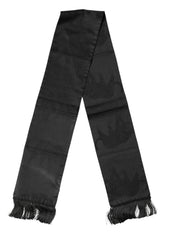 Dolce & Gabbana Schwarzer Satin Seide Fransen Halstuch Schal
