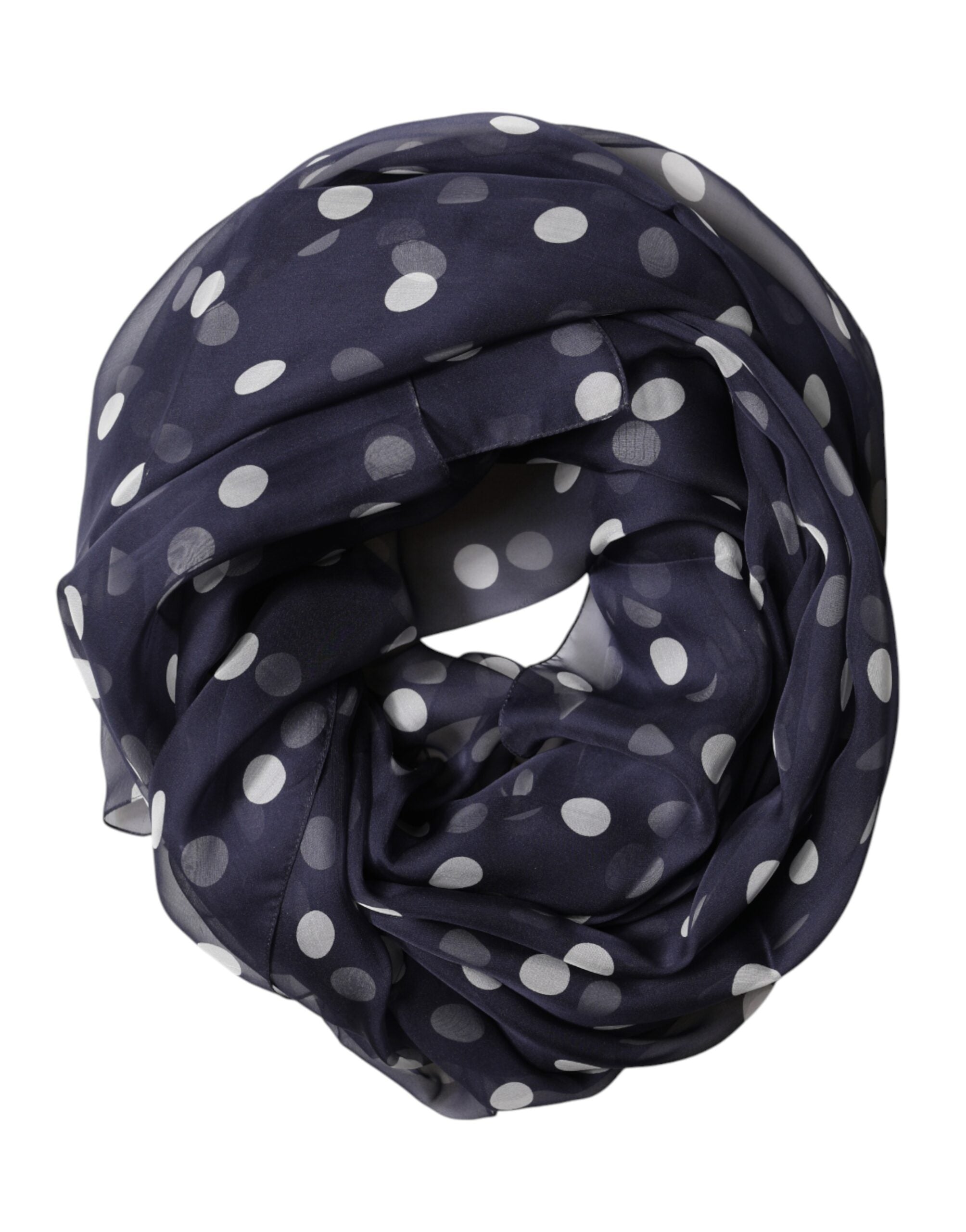 Dolce & Gabbana Blauer Seiden-Nackenschal mit Tupfen 205cm x 132cm