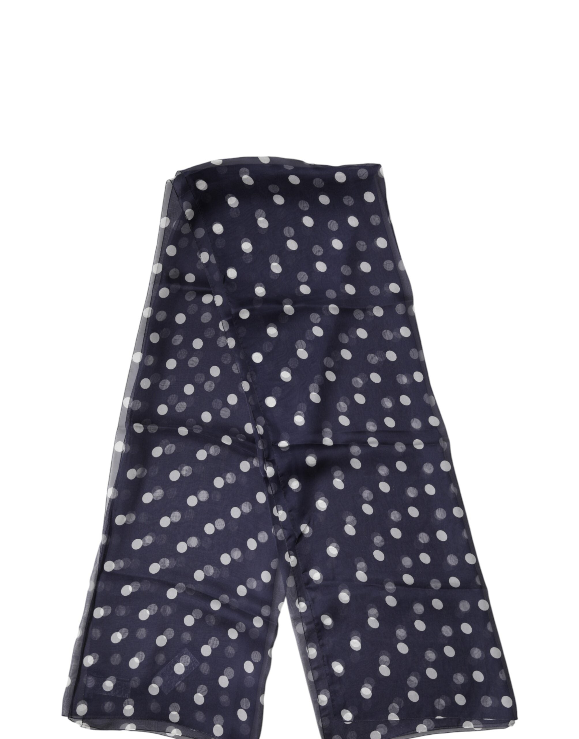 Dolce & Gabbana Blauer Seiden-Nackenschal mit Tupfen 205cm x 132cm