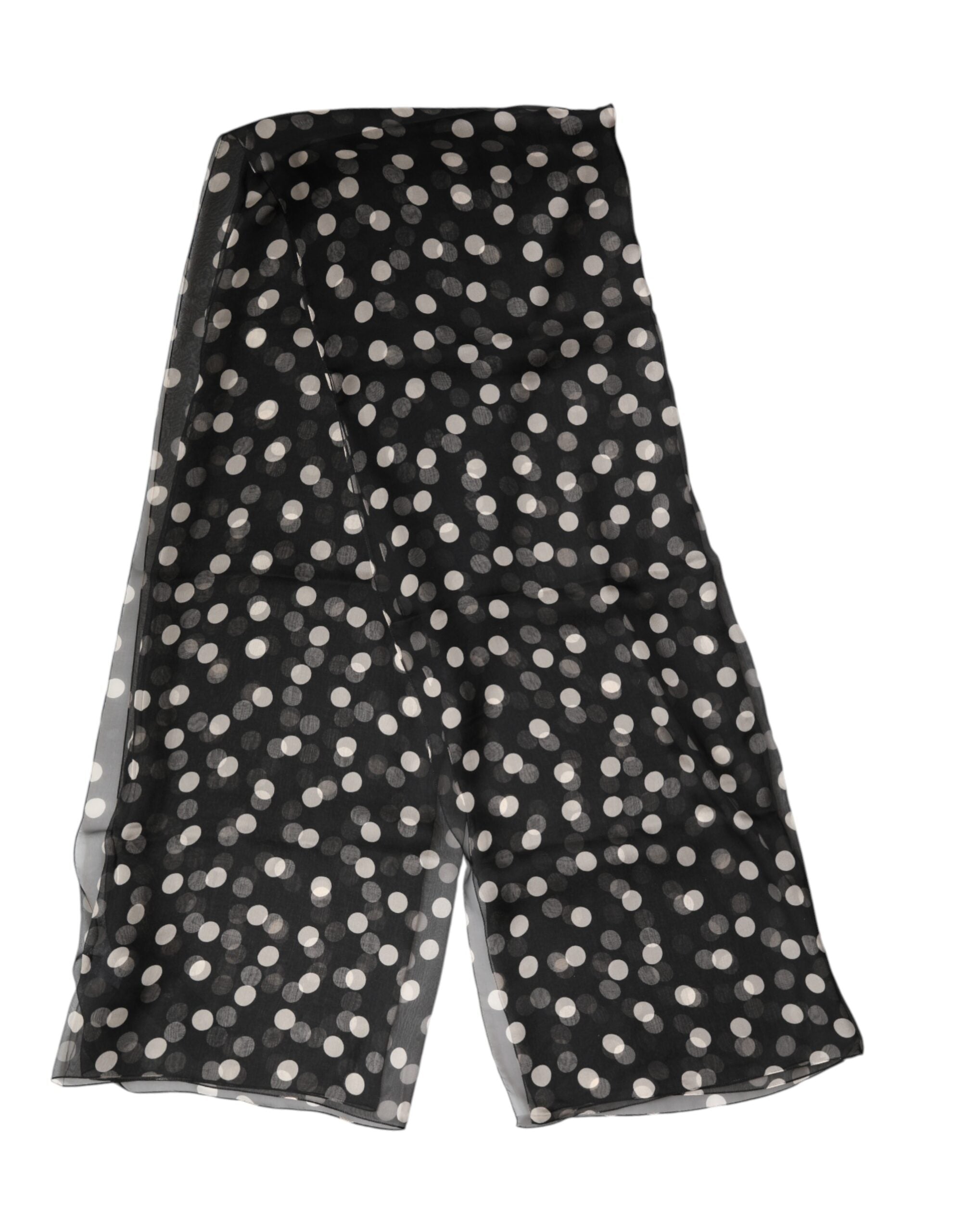 Dolce & Gabbana Black Polka Dot Silk Neck Wrap Shawl 205cm x 137cm Scarf