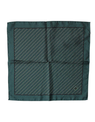 Dolce & Gabbana Dunkelgrünes Seiden-Taschentuch mit Muster 32cm x 31cm