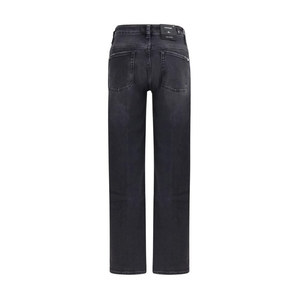 7FOR Zwarte katoenen jeans met rechte pijpen