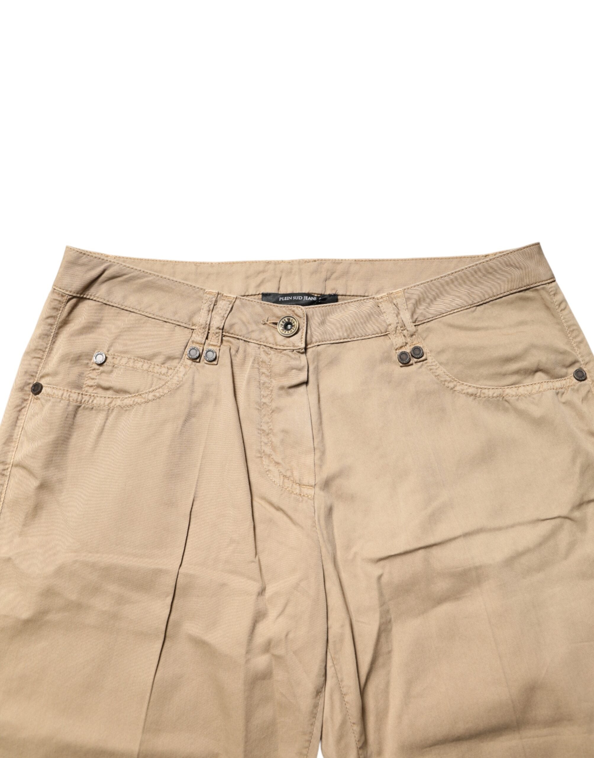 PLEIN SUD Beige Gerade Baumwoll-Stretch-Chino-Hose