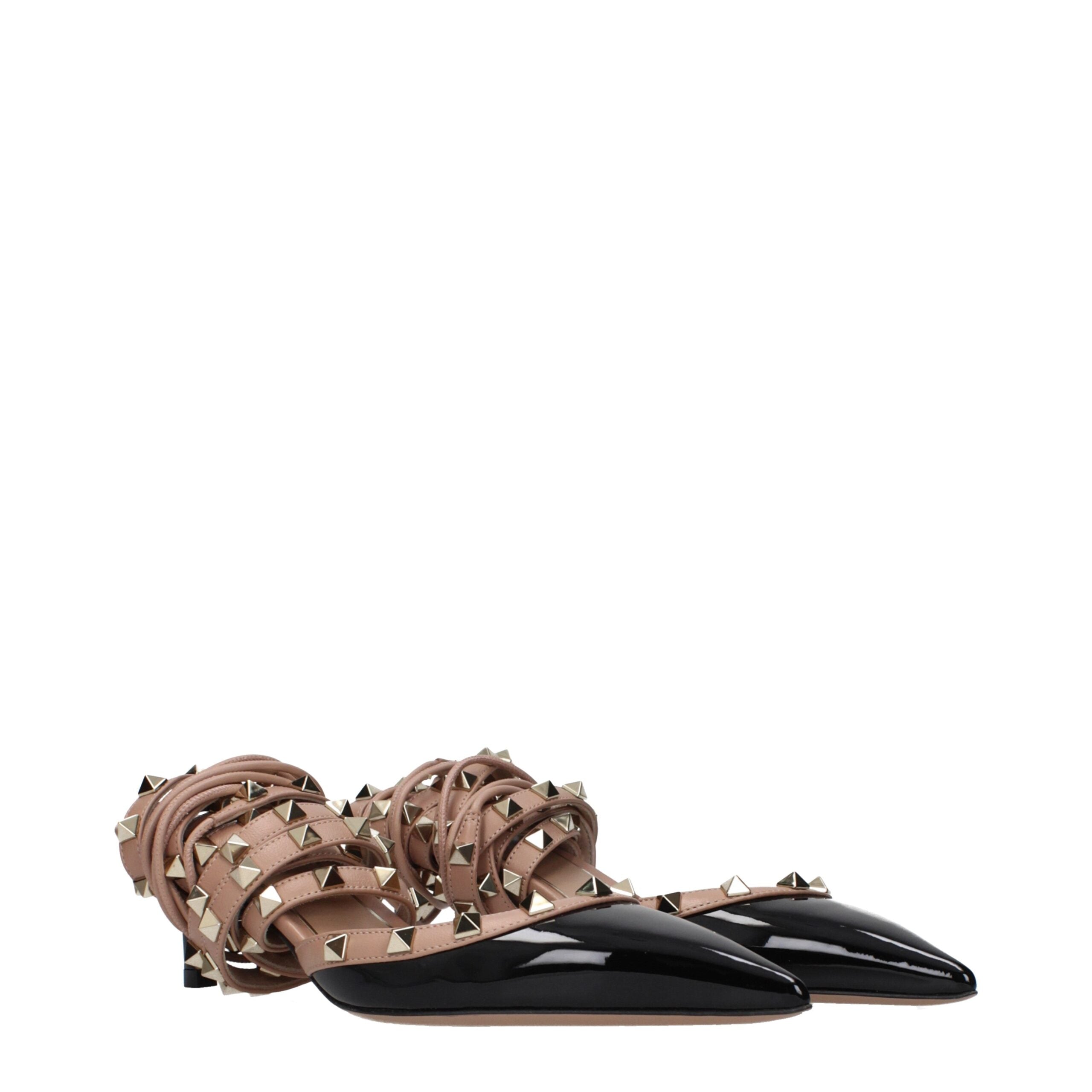 Valentino Garavani Schwarze Leder-Riemchensandalen