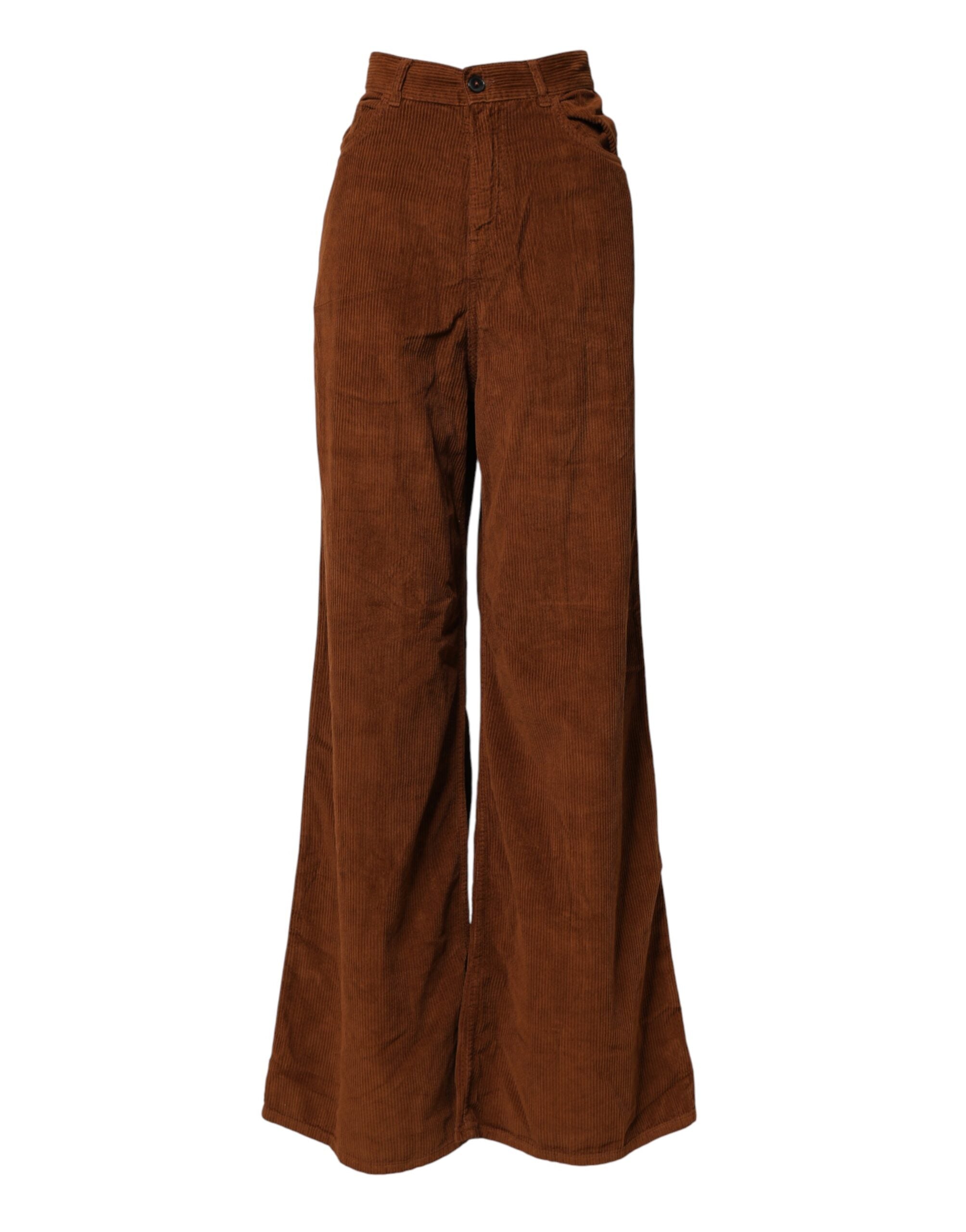 Jucca Braune Weite Hose High Waist Cord Denim Jeans