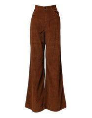 Jucca Braune Weite Hose High Waist Cord Denim Jeans