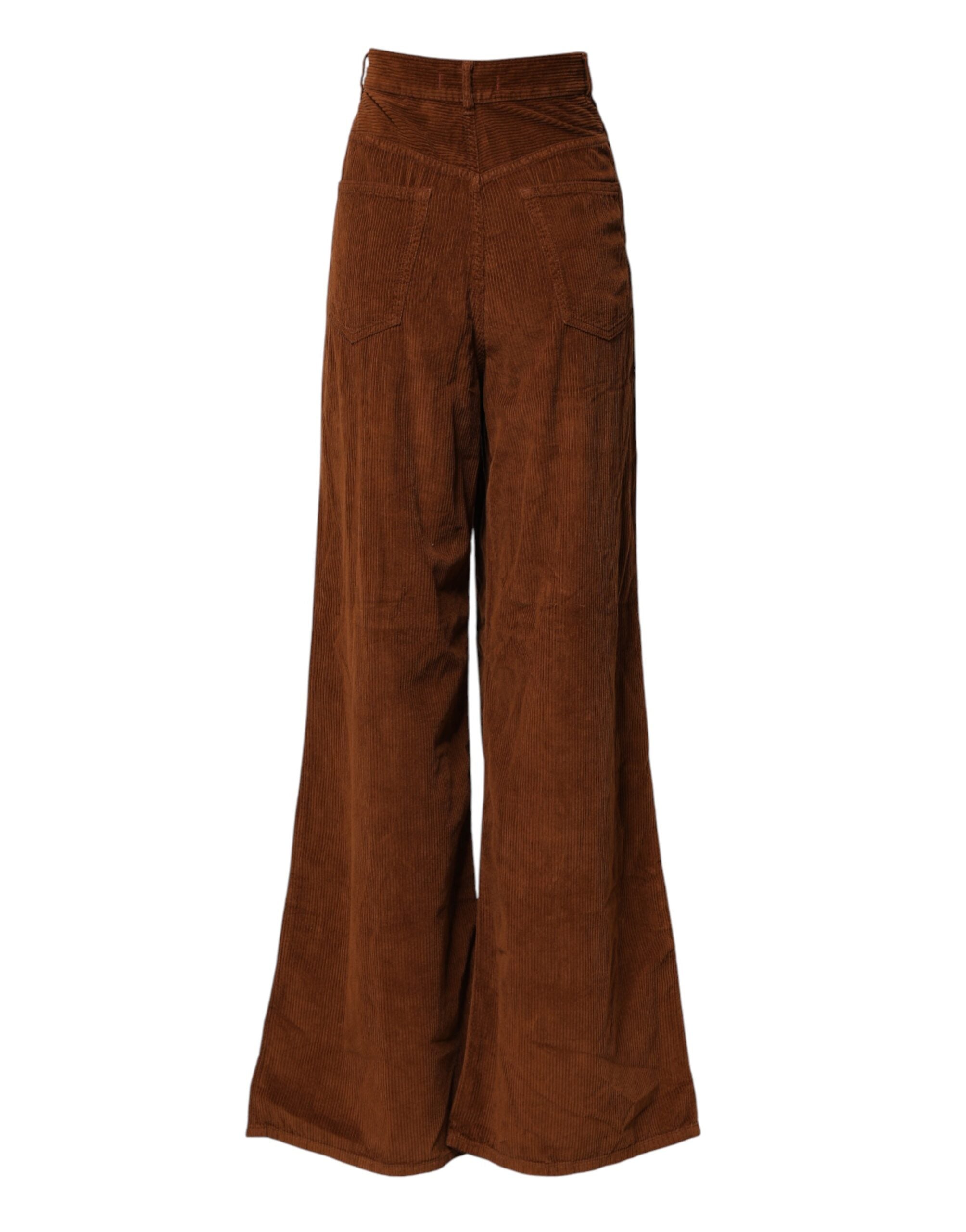 Jucca Braune Weite Hose High Waist Cord Denim Jeans