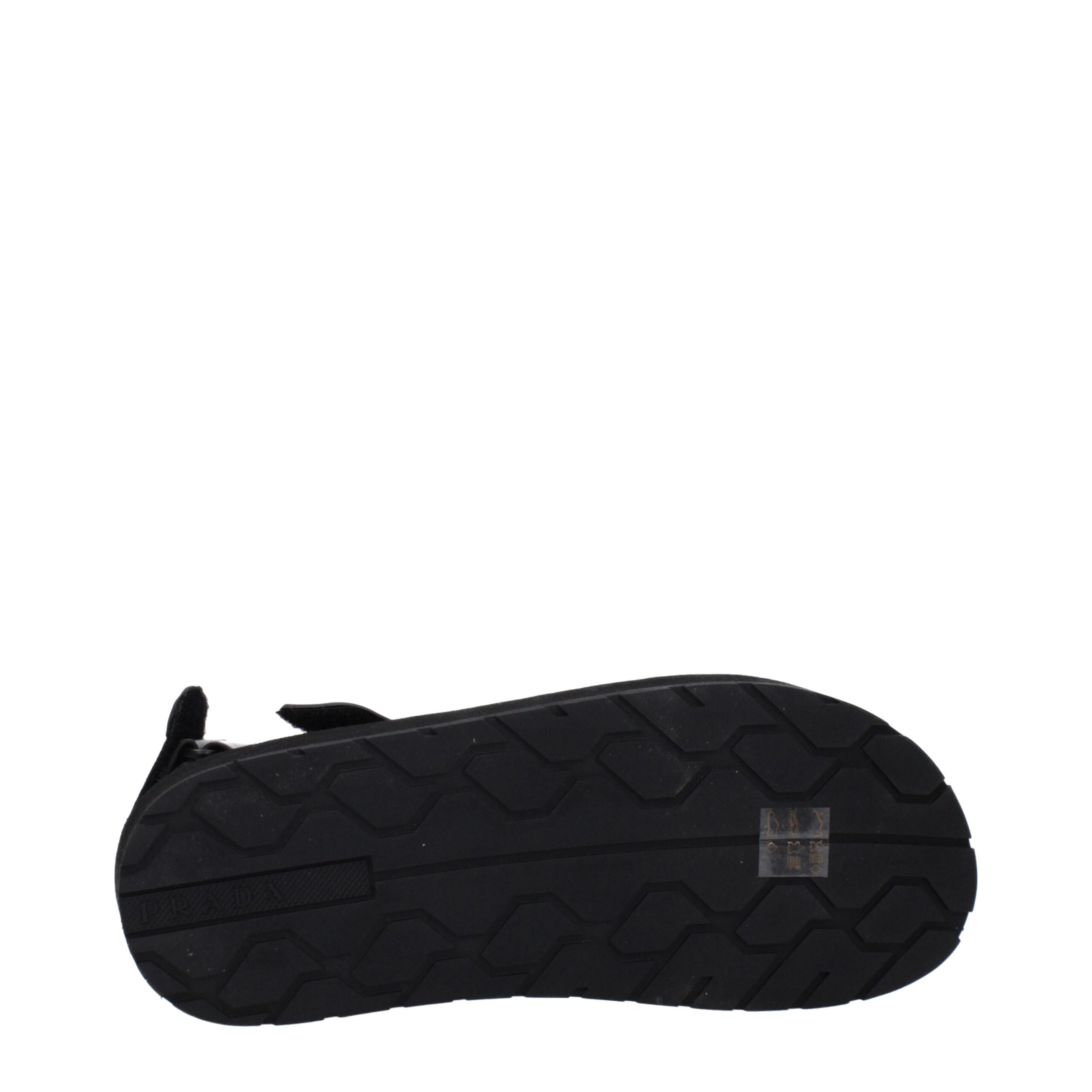 Prada Zwarte Stoffen Platte Sandalen