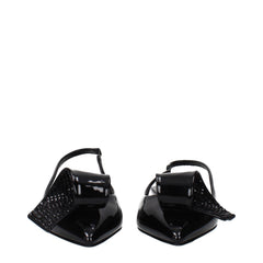 Prada Schwarze flache Sandalen aus Leder