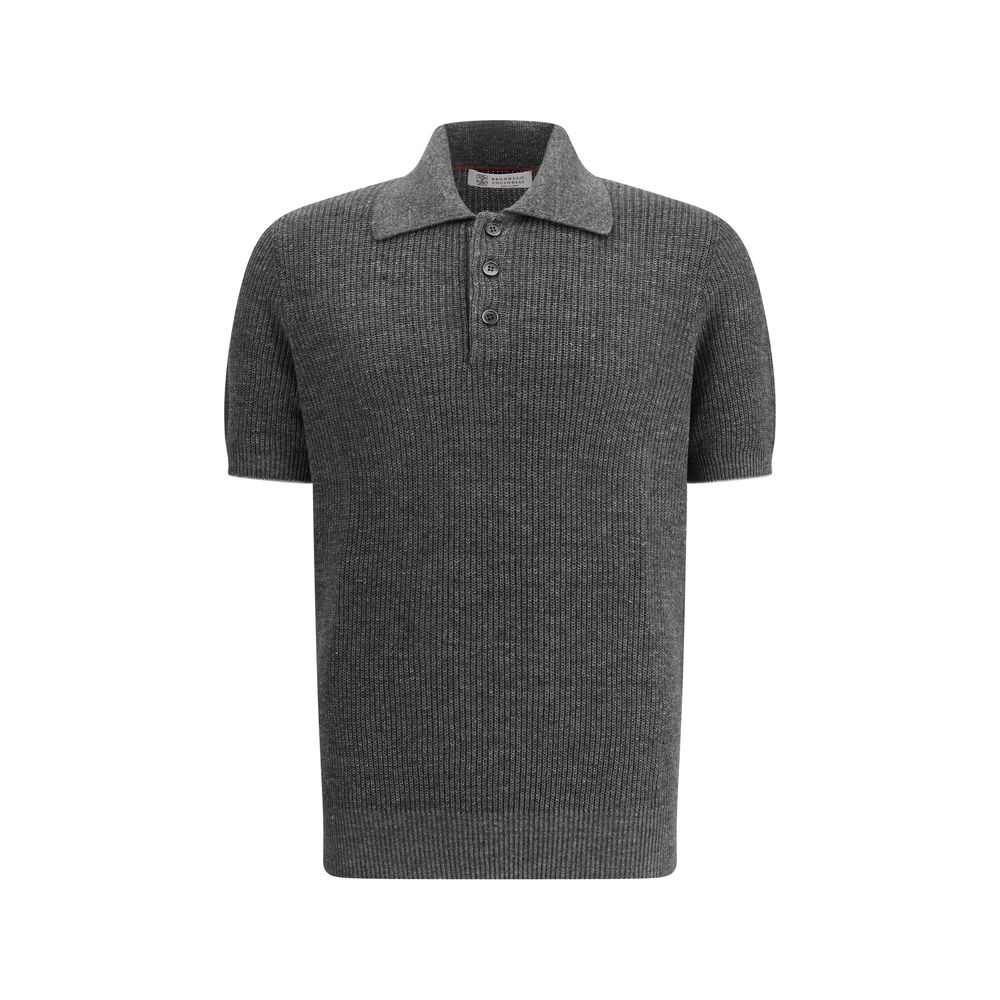 Brunello Cucinelli Grau Baumwoll-Poloshirt