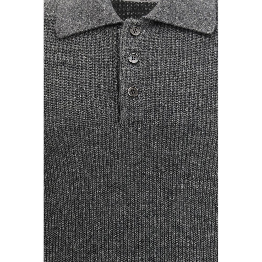 Brunello Cucinelli Grau Baumwoll-Poloshirt
