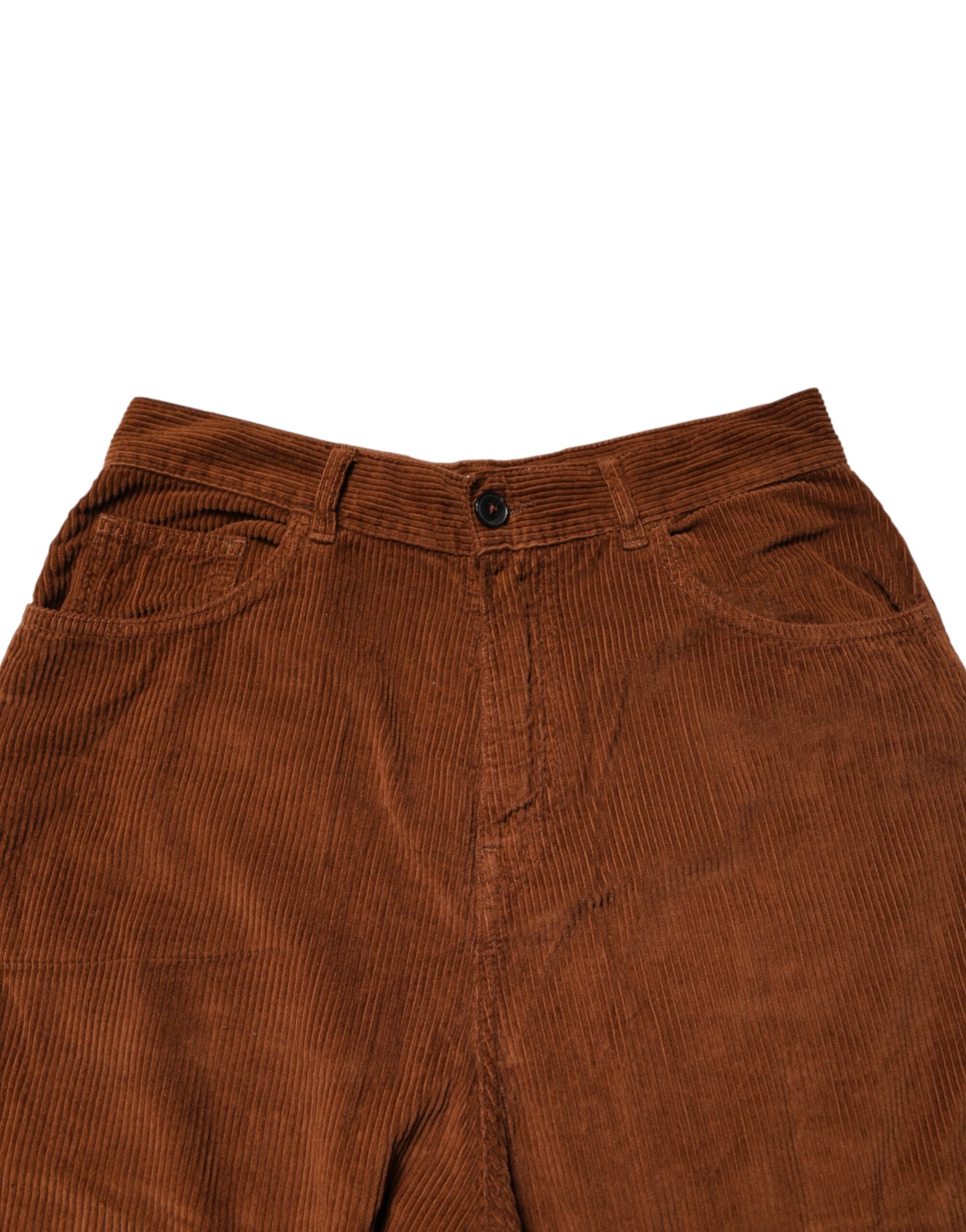 Jucca Braune Weite Hose High Waist Cord Denim Jeans