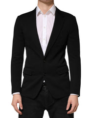 Dolce & Gabbana Schwarzer Blazer aus Wolle mit einfacher Knopfreihe und 2 Knöpfen