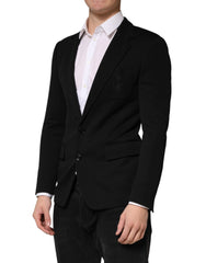 Dolce & Gabbana Schwarzer Blazer aus Wolle mit einfacher Knopfreihe und 2 Knöpfen