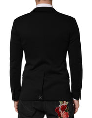 Dolce & Gabbana Schwarzer Blazer aus Wolle mit einfacher Knopfreihe und 2 Knöpfen