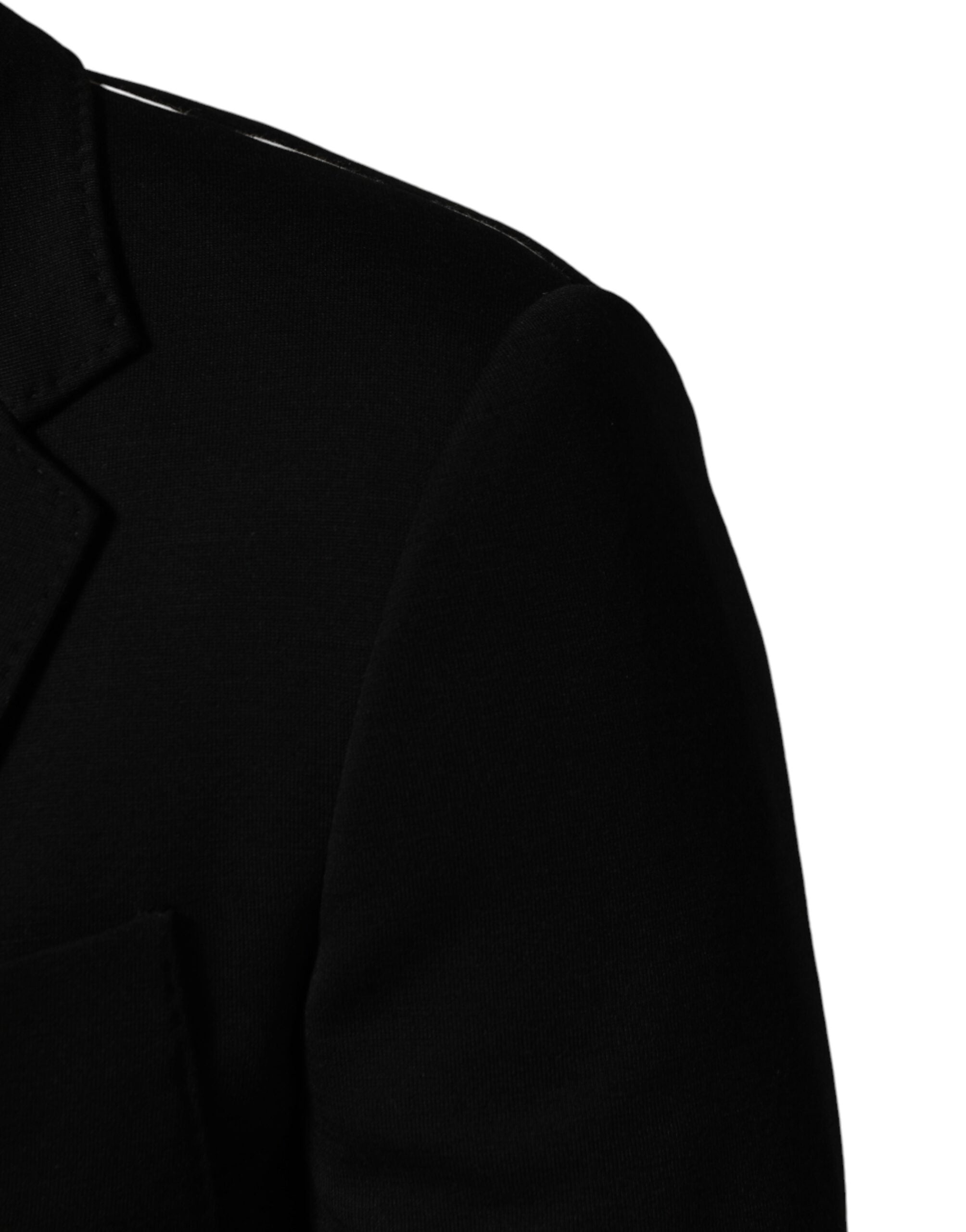 Dolce & Gabbana Schwarzer Blazer aus Wolle mit einfacher Knopfreihe und 2 Knöpfen