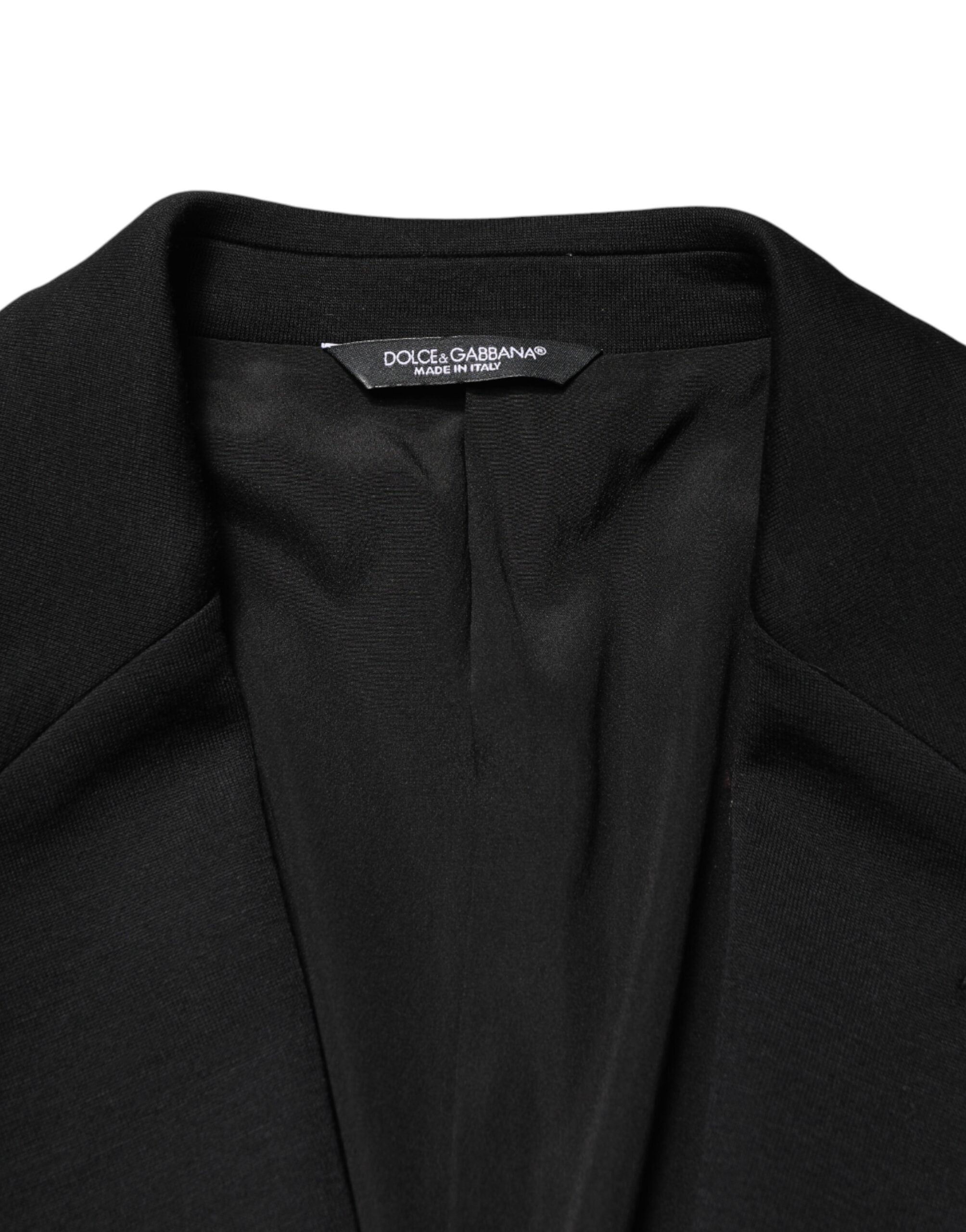 Dolce & Gabbana Schwarzer Blazer aus Wolle mit einfacher Knopfreihe und 2 Knöpfen
